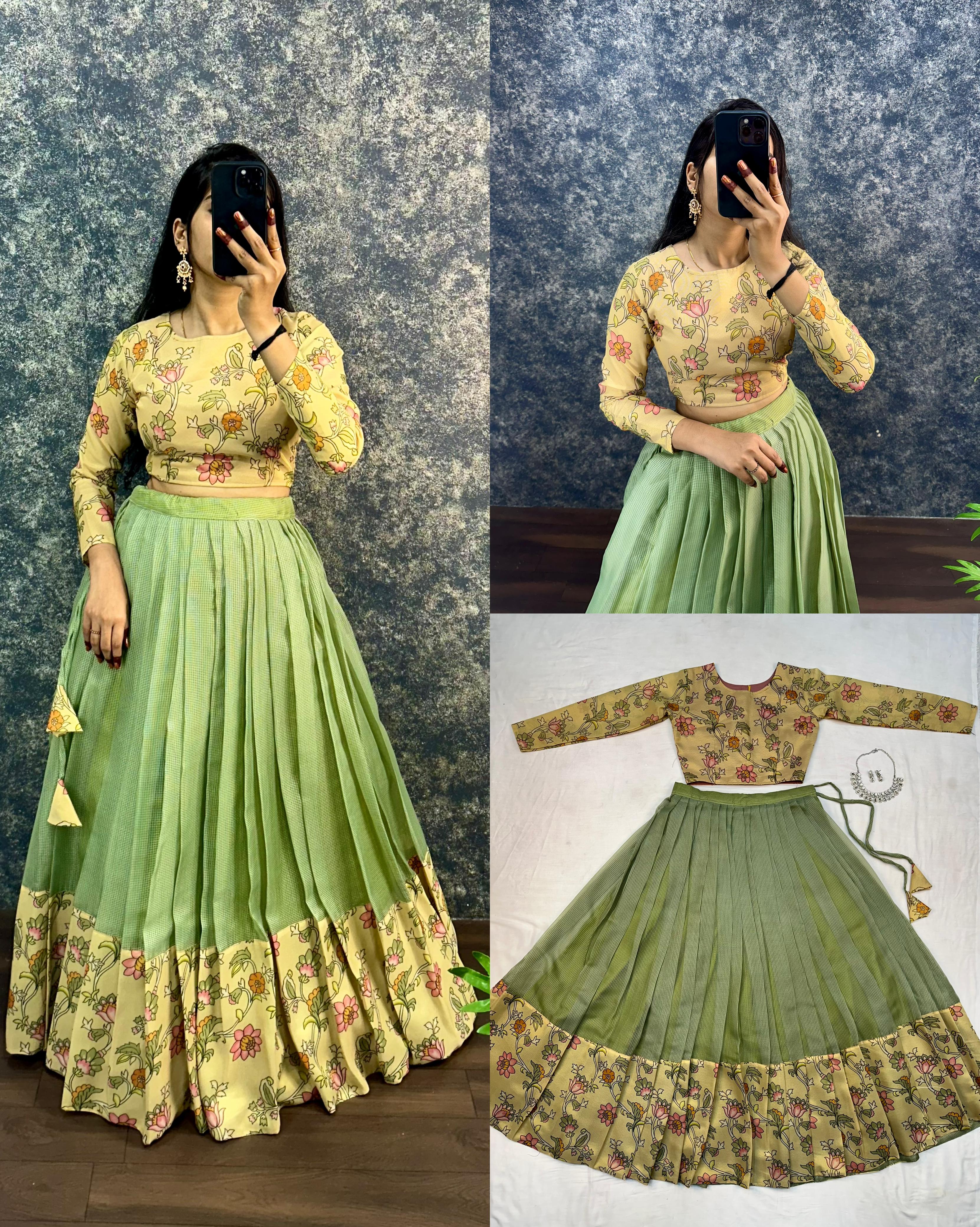 kota Doria crop top lehenga