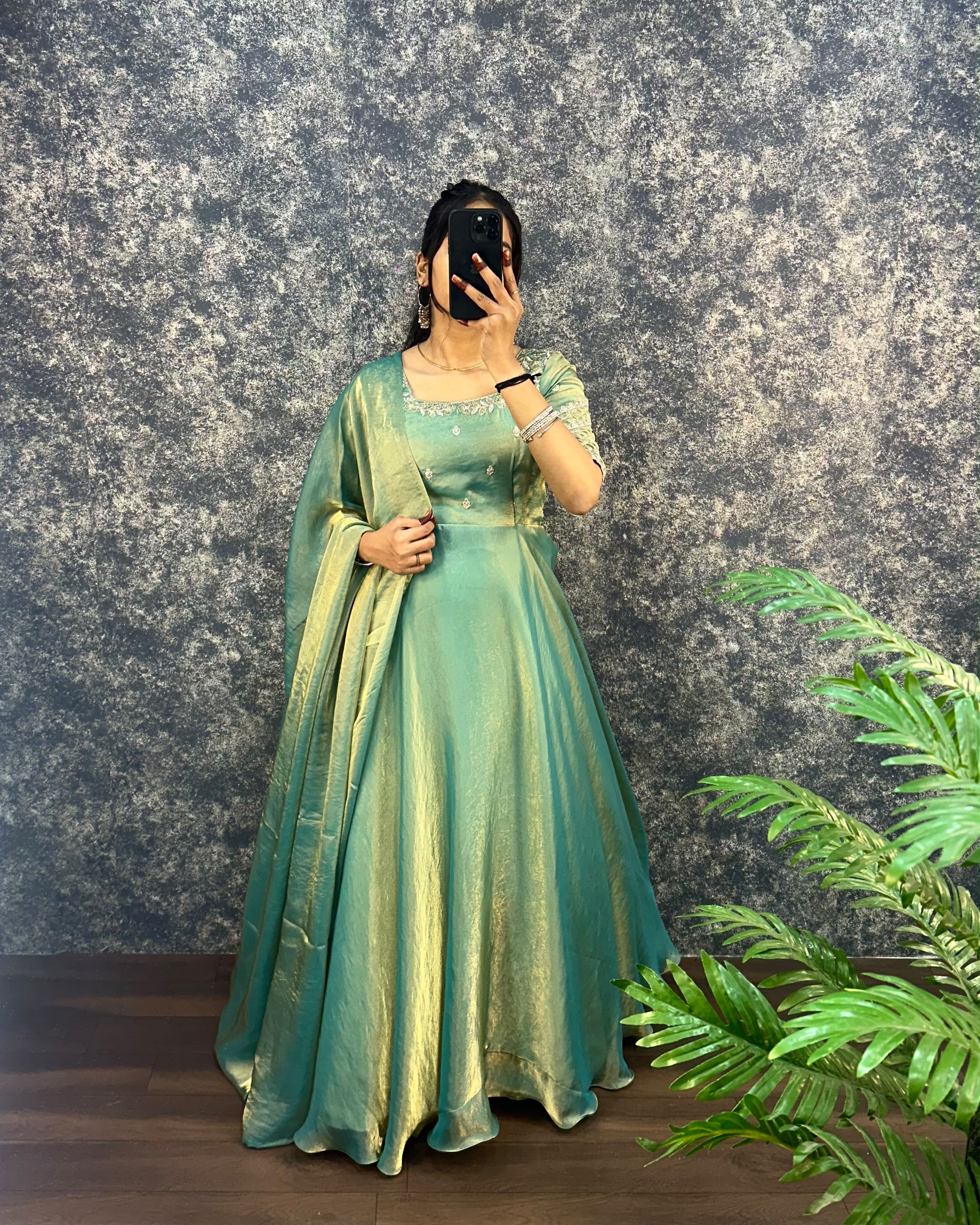 Sequence of gown with dupatta