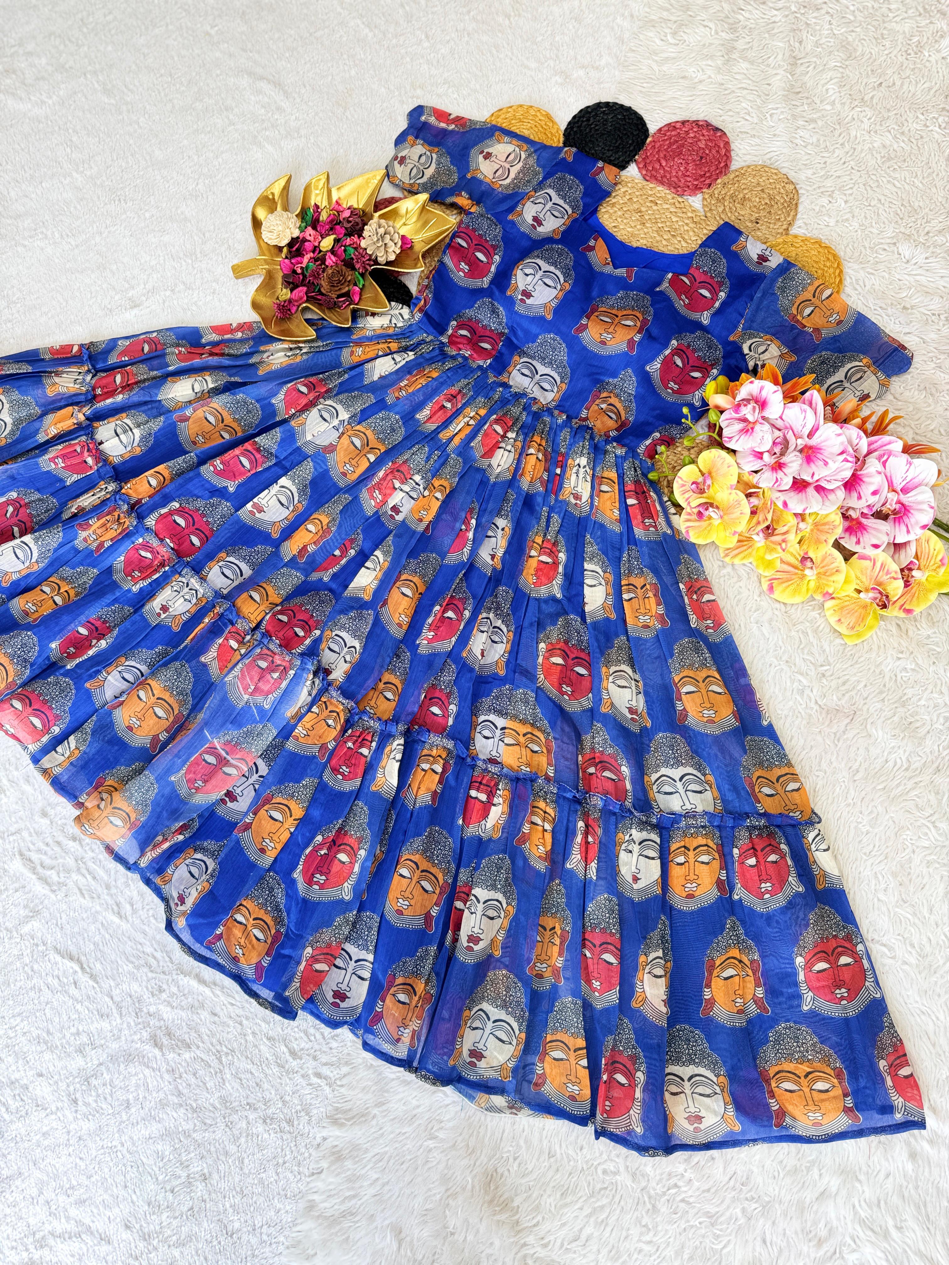 Chenderi cotton kalamkari inspired frocks
