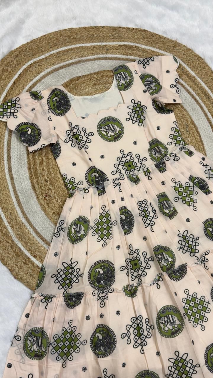 Muggu print stylish Midi frock👗