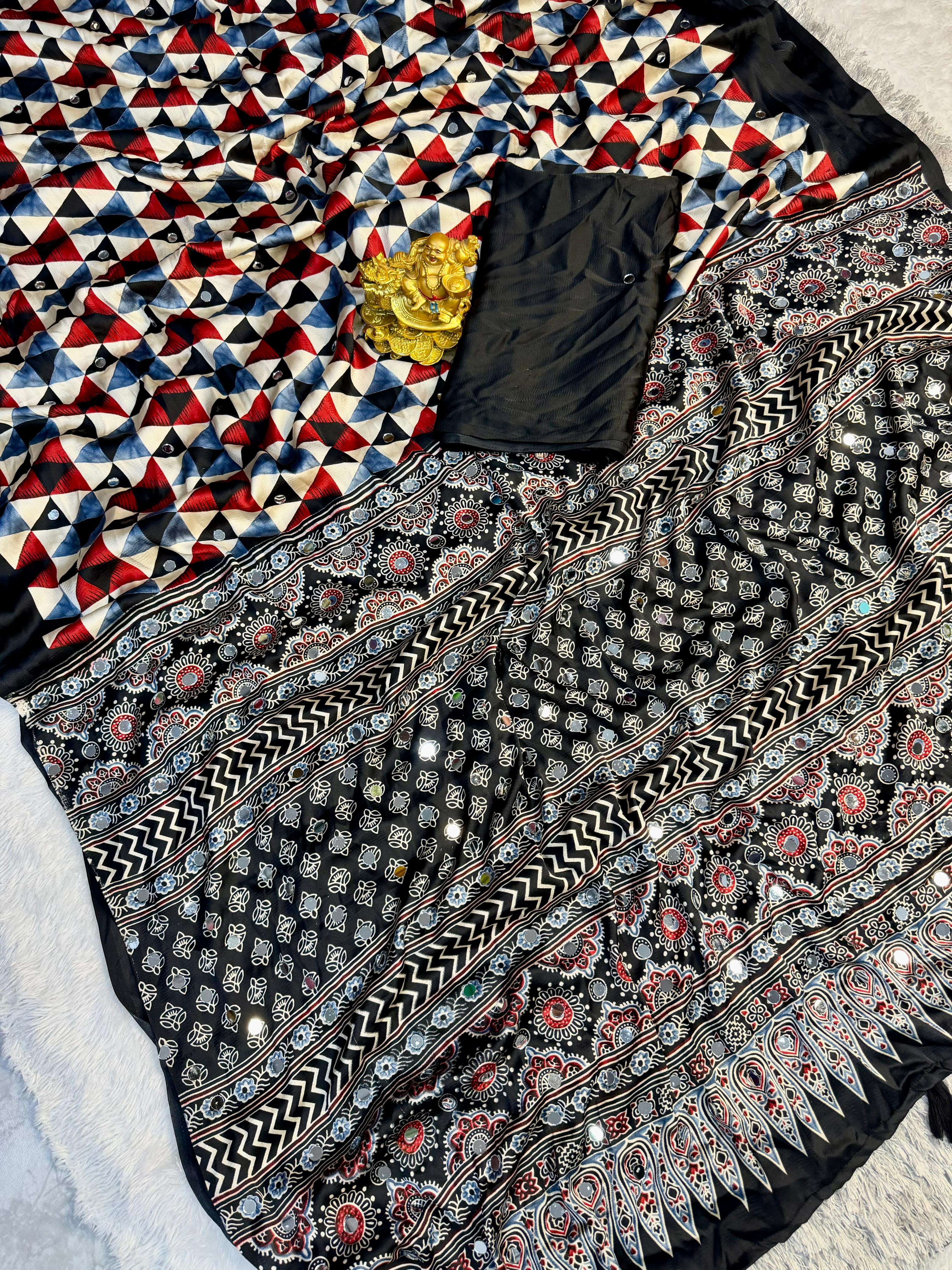 Geometrical pattern Gajji silk saree