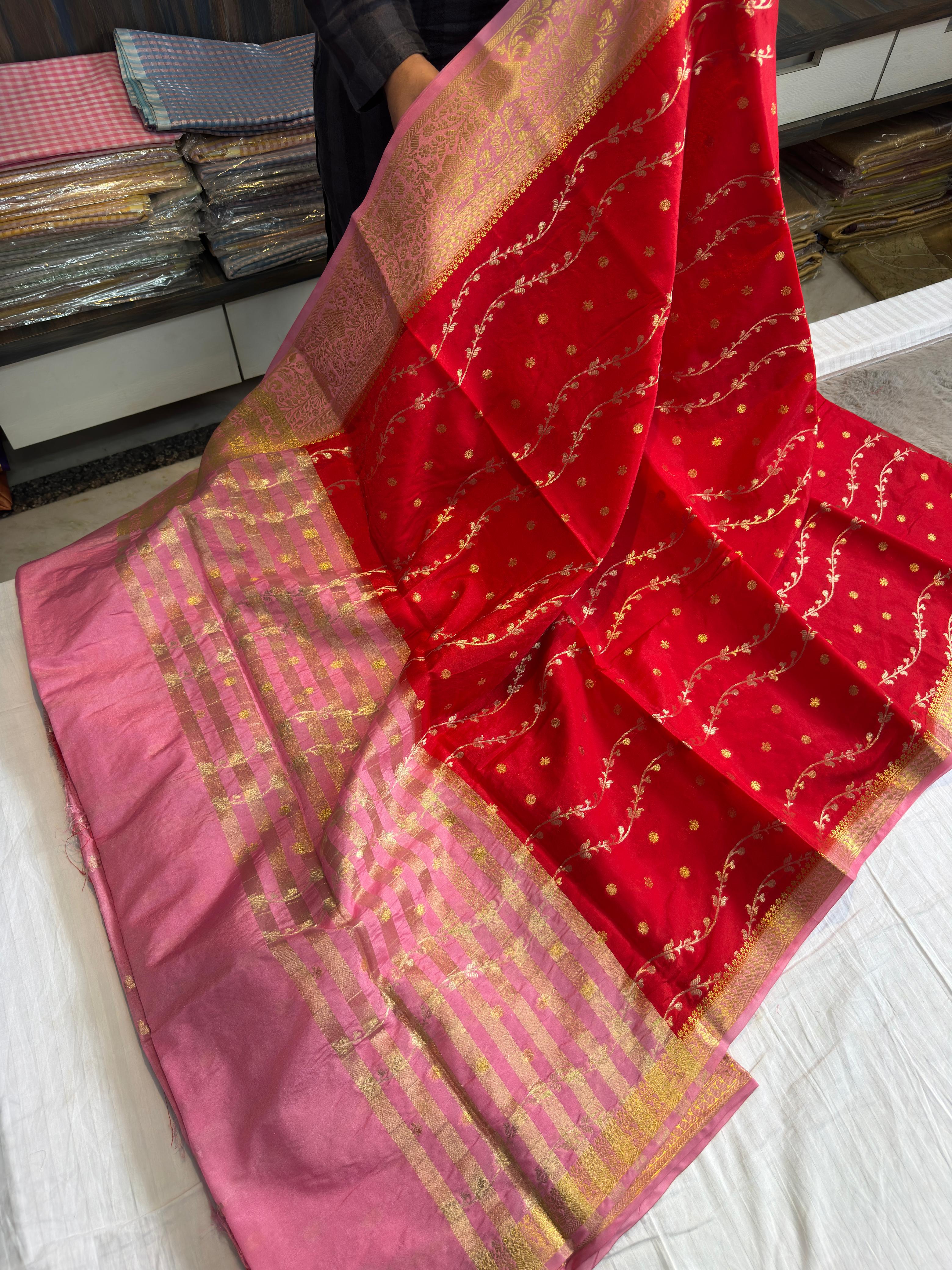 Benaresi dyble dupion soft silk saree