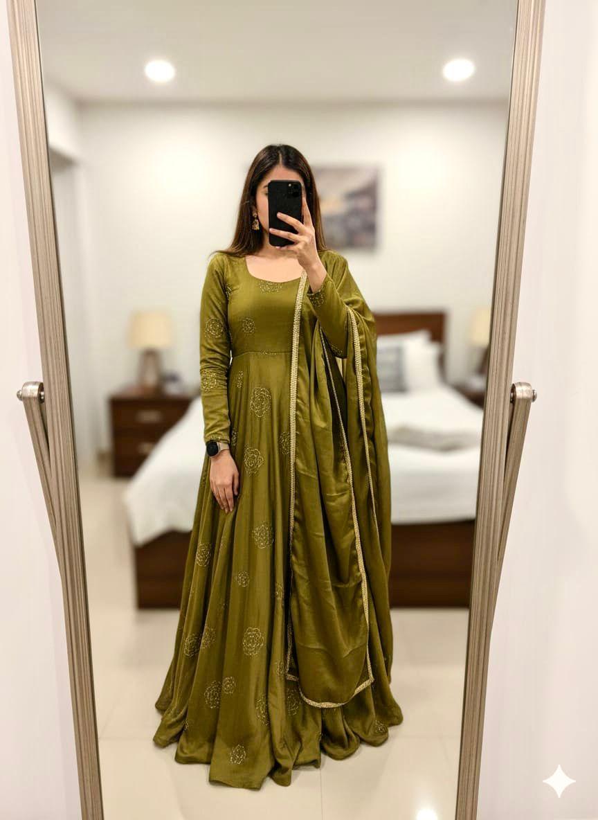 Rangoli silk gown with duppata