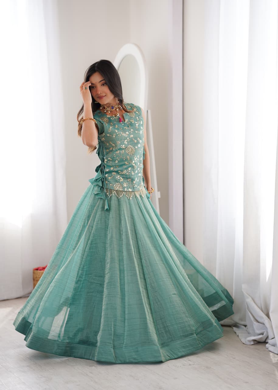 Designer crushed silk lehenga ✨