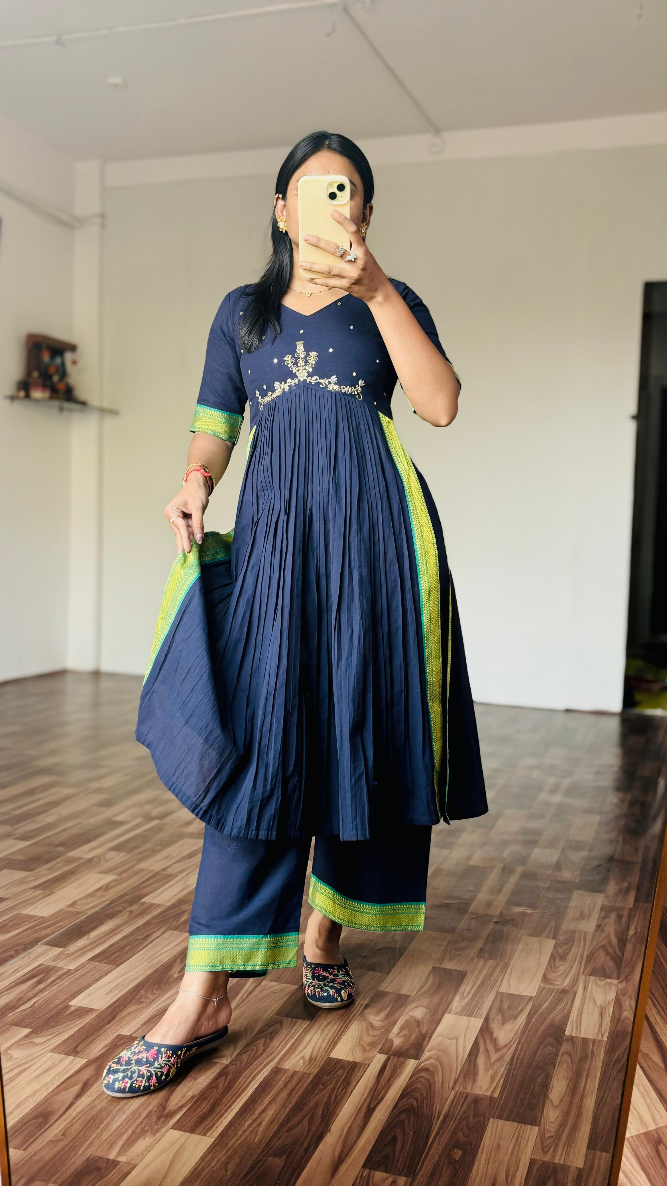 Mangalagiri handloom designer kurta-pant set