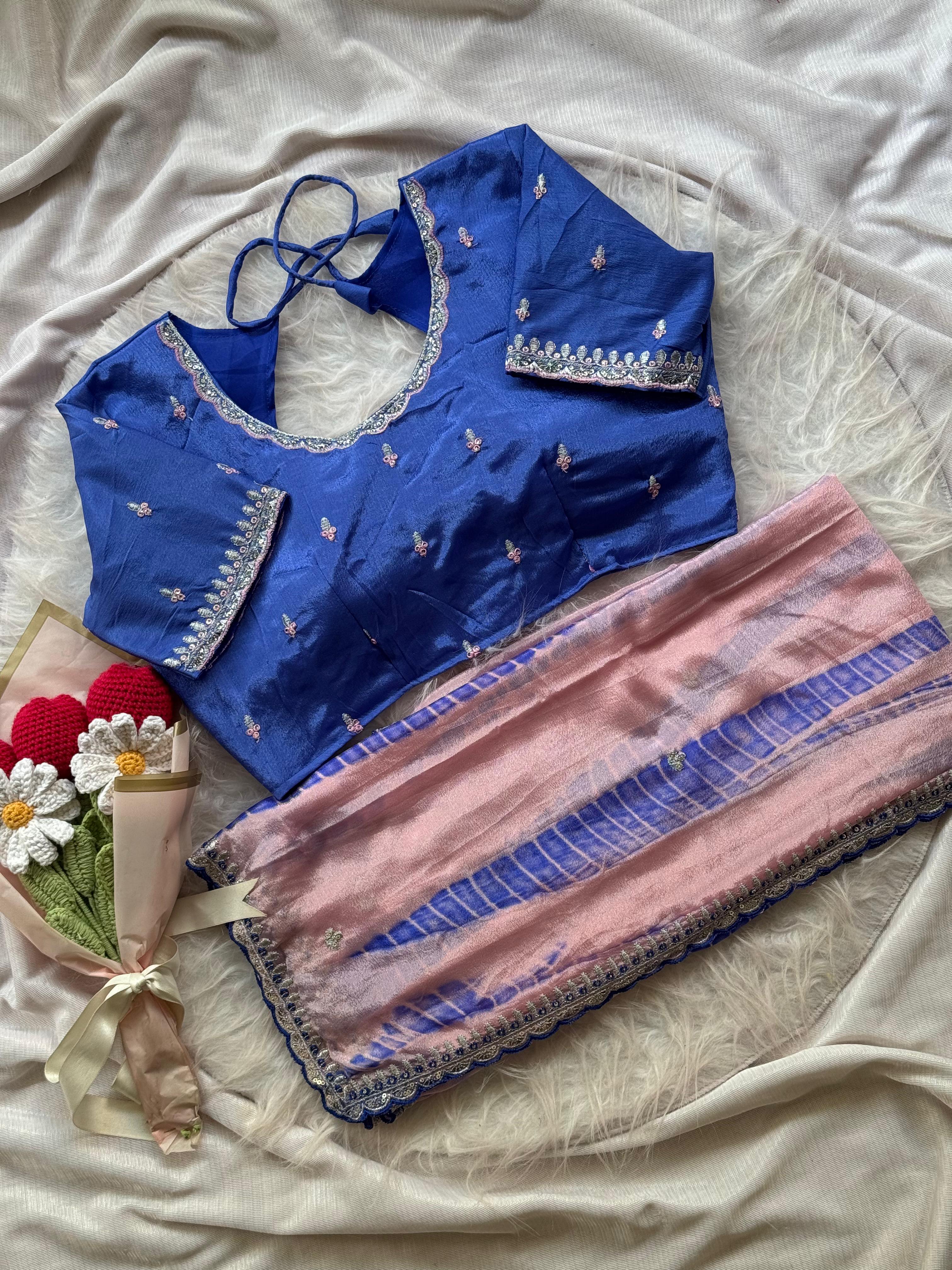 Soft chinnon shibori Tie & Die saree