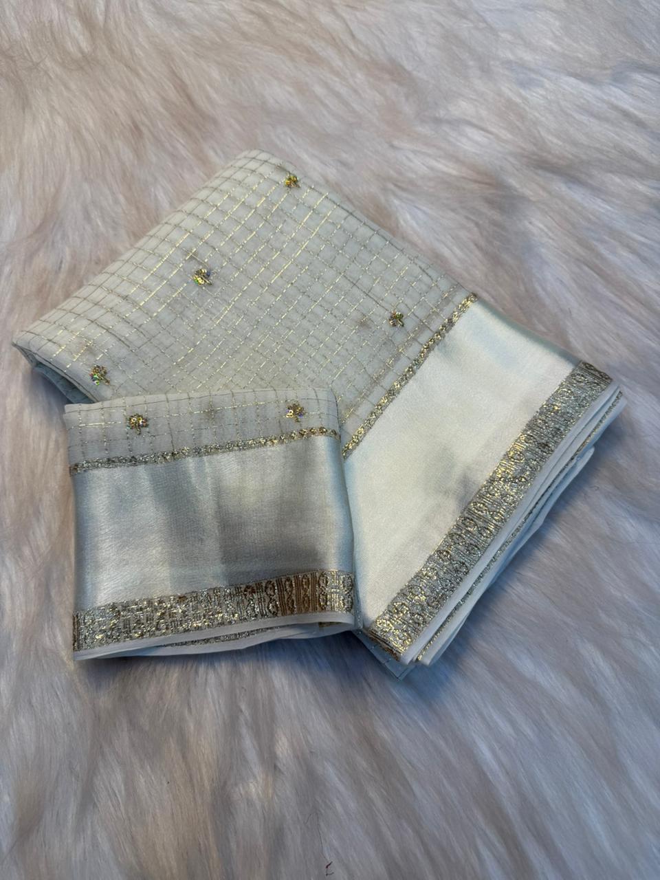 Viscose georgette sequence buties saree