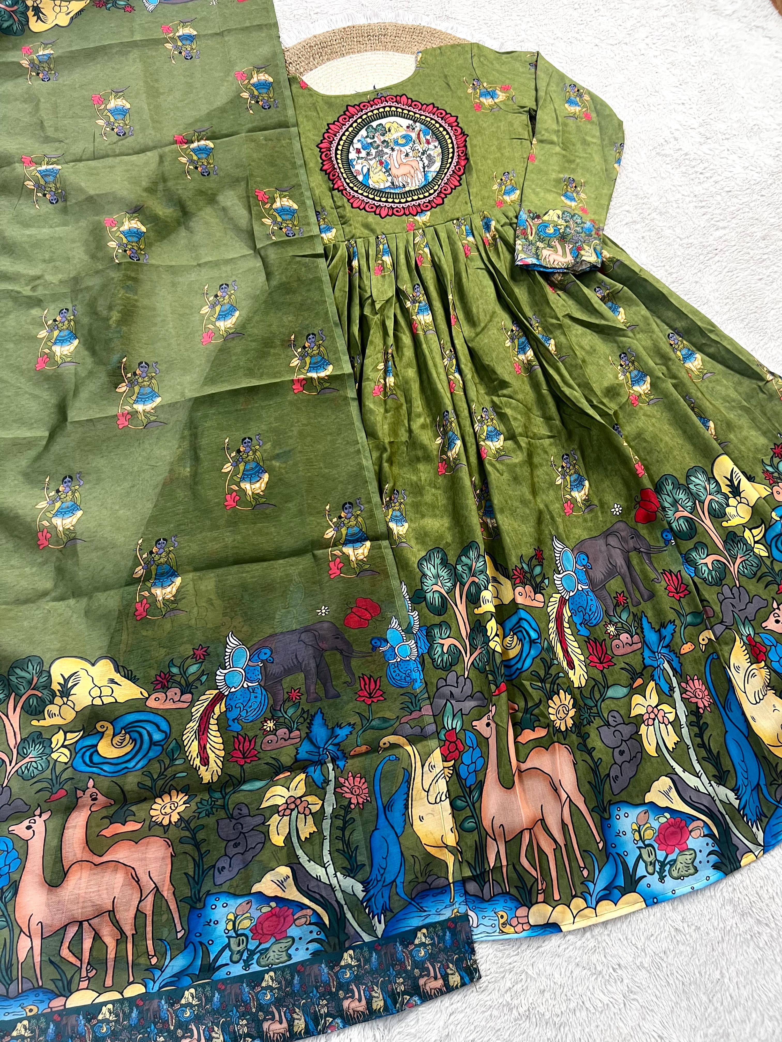 Klamkamkari inspired design gown with duppata