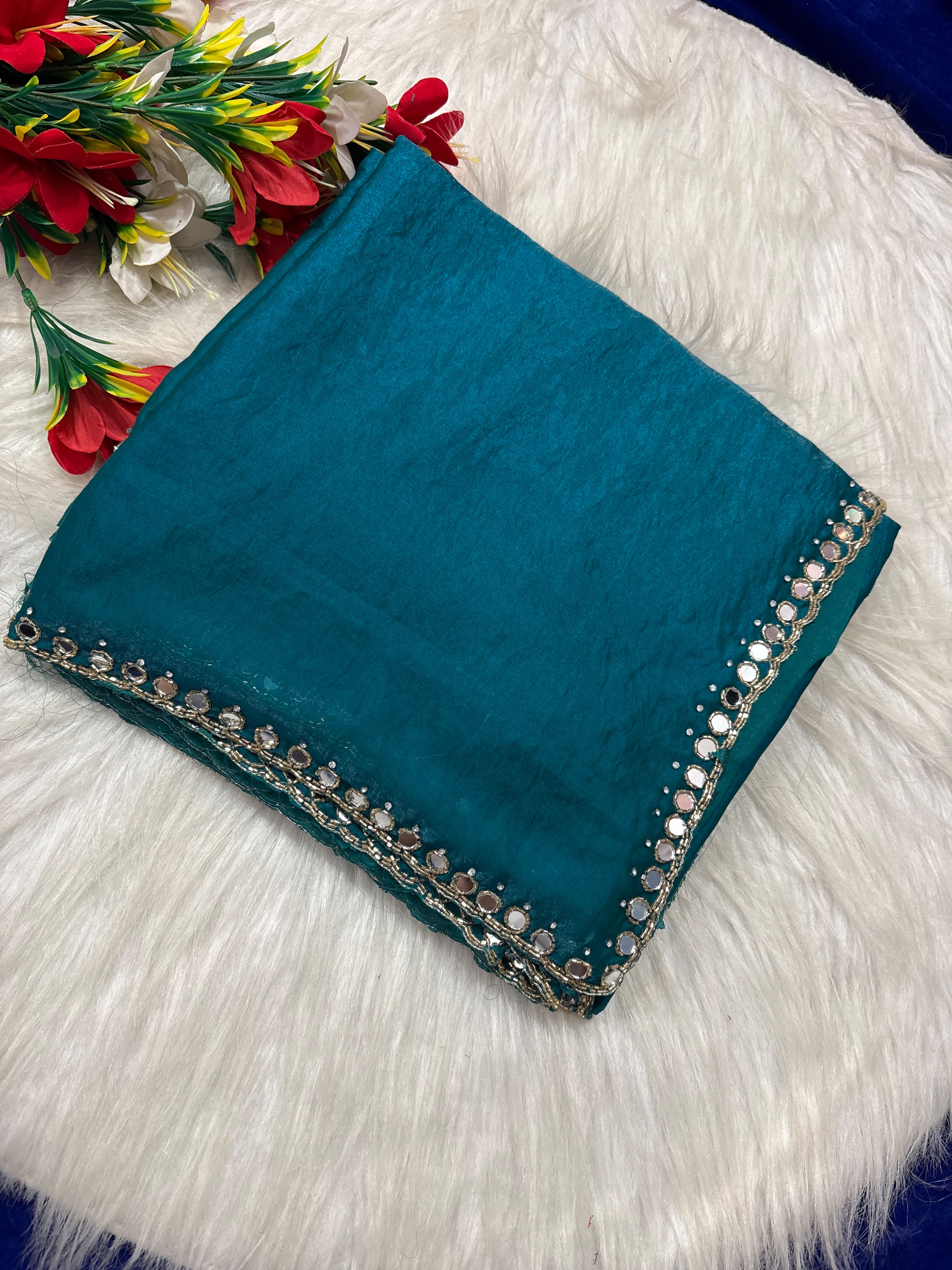 Neela mirror work sarees ✨