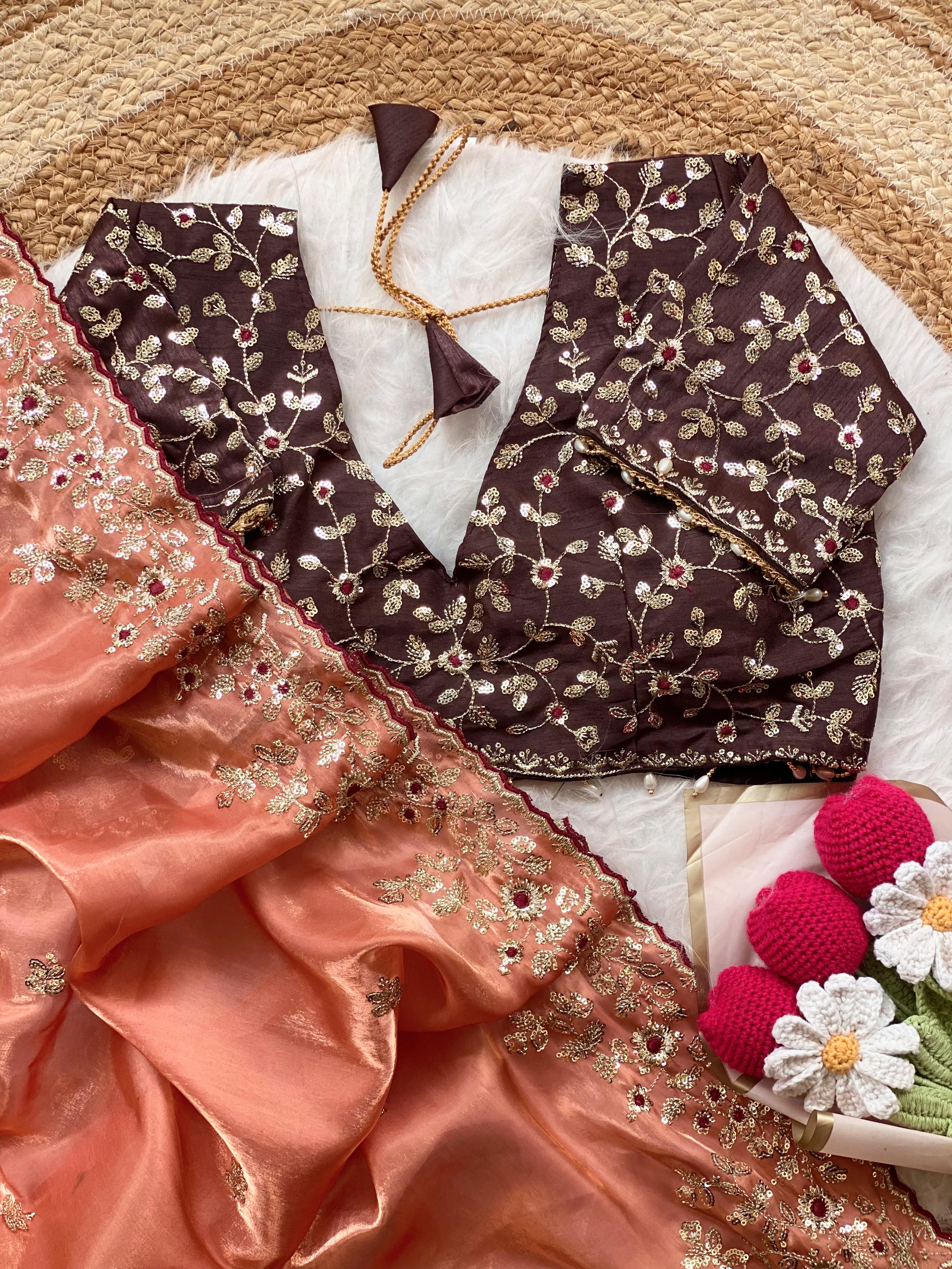 Moni silk designer saree with stitched blouse
