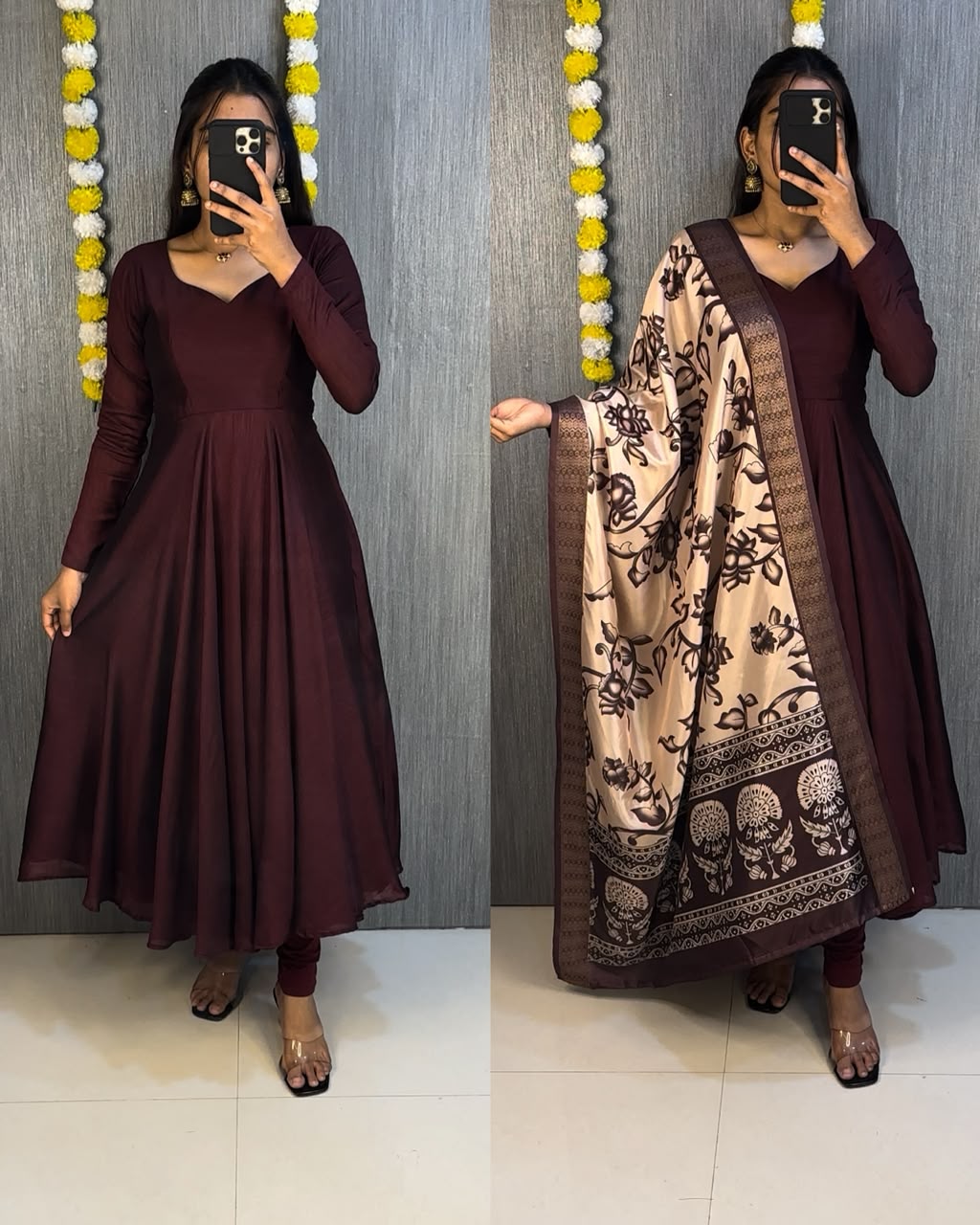 Vichitra silk anarkali set✨