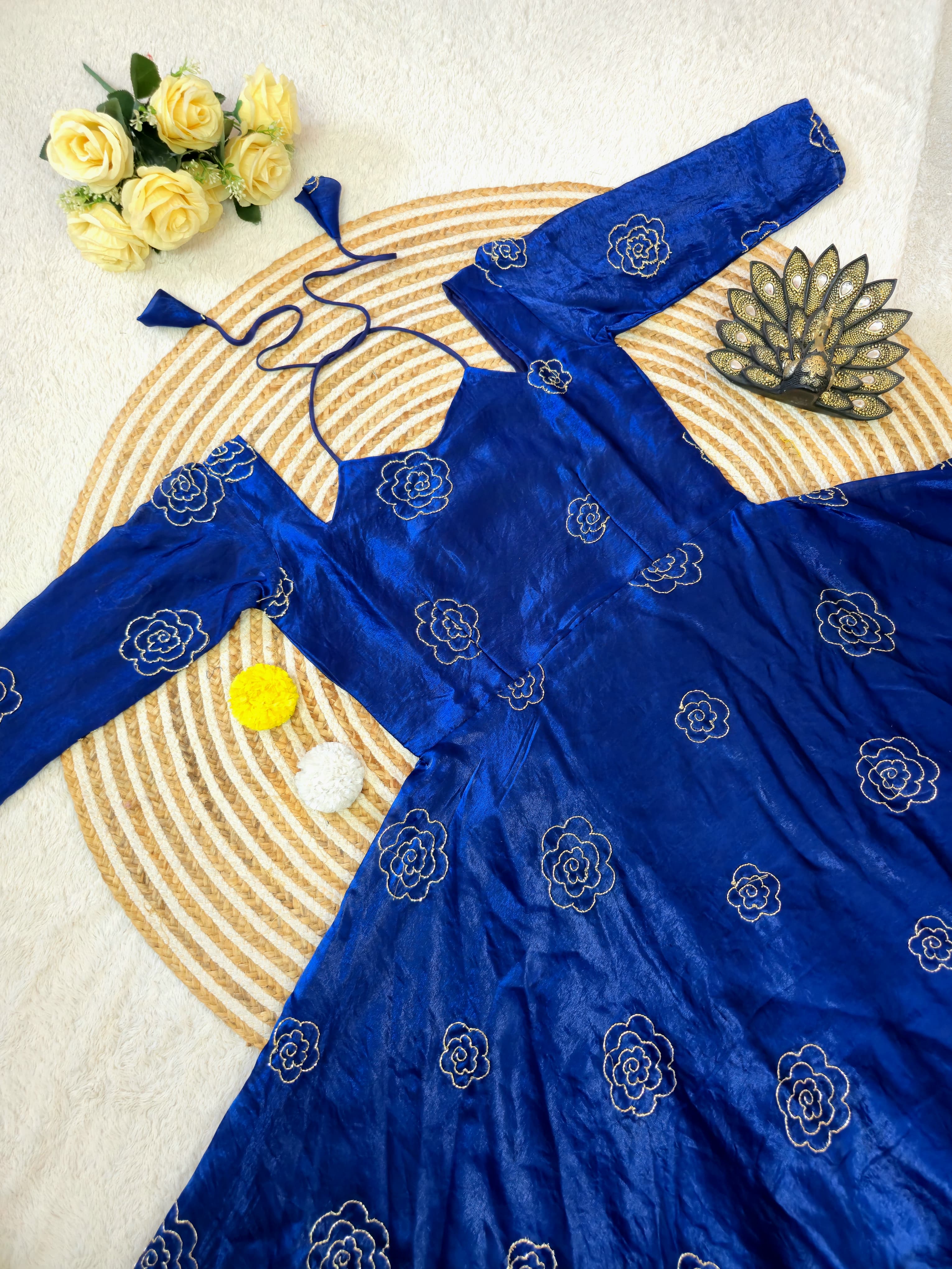 Space silk beeds work gown
