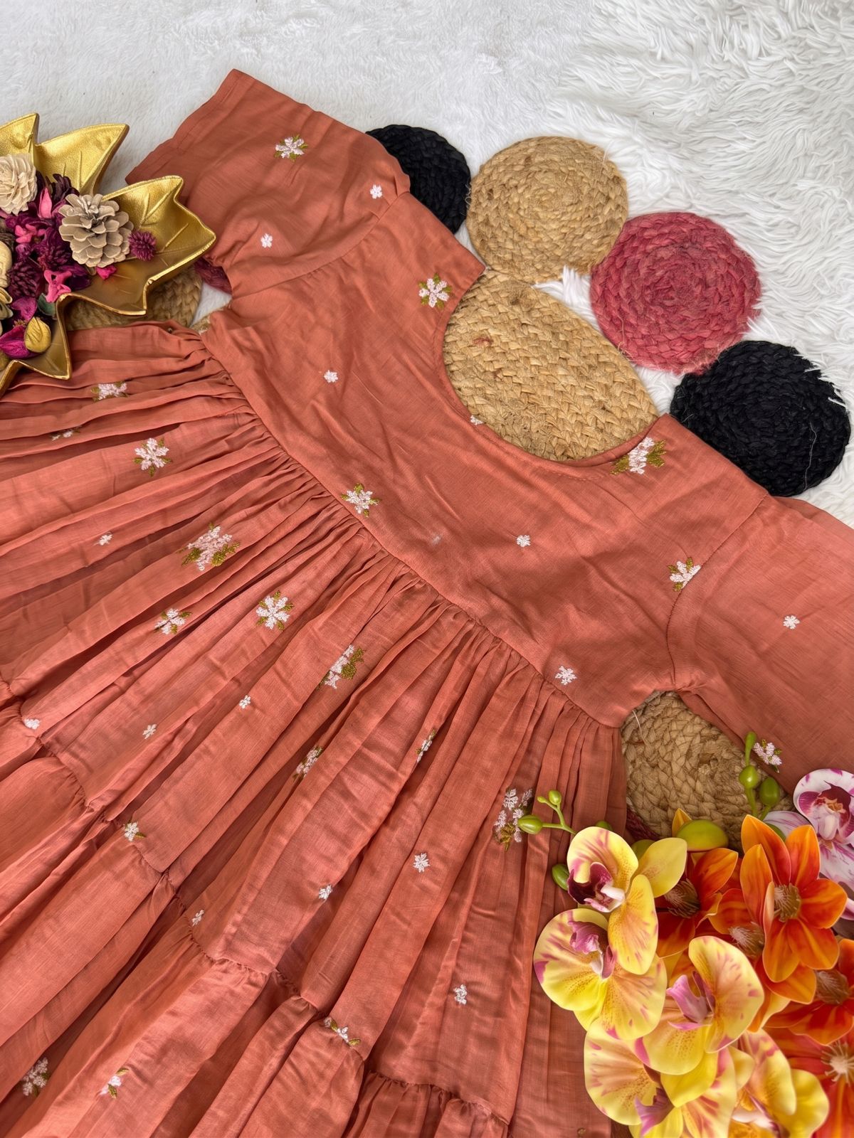 Mull cotton chenderi midi gown
