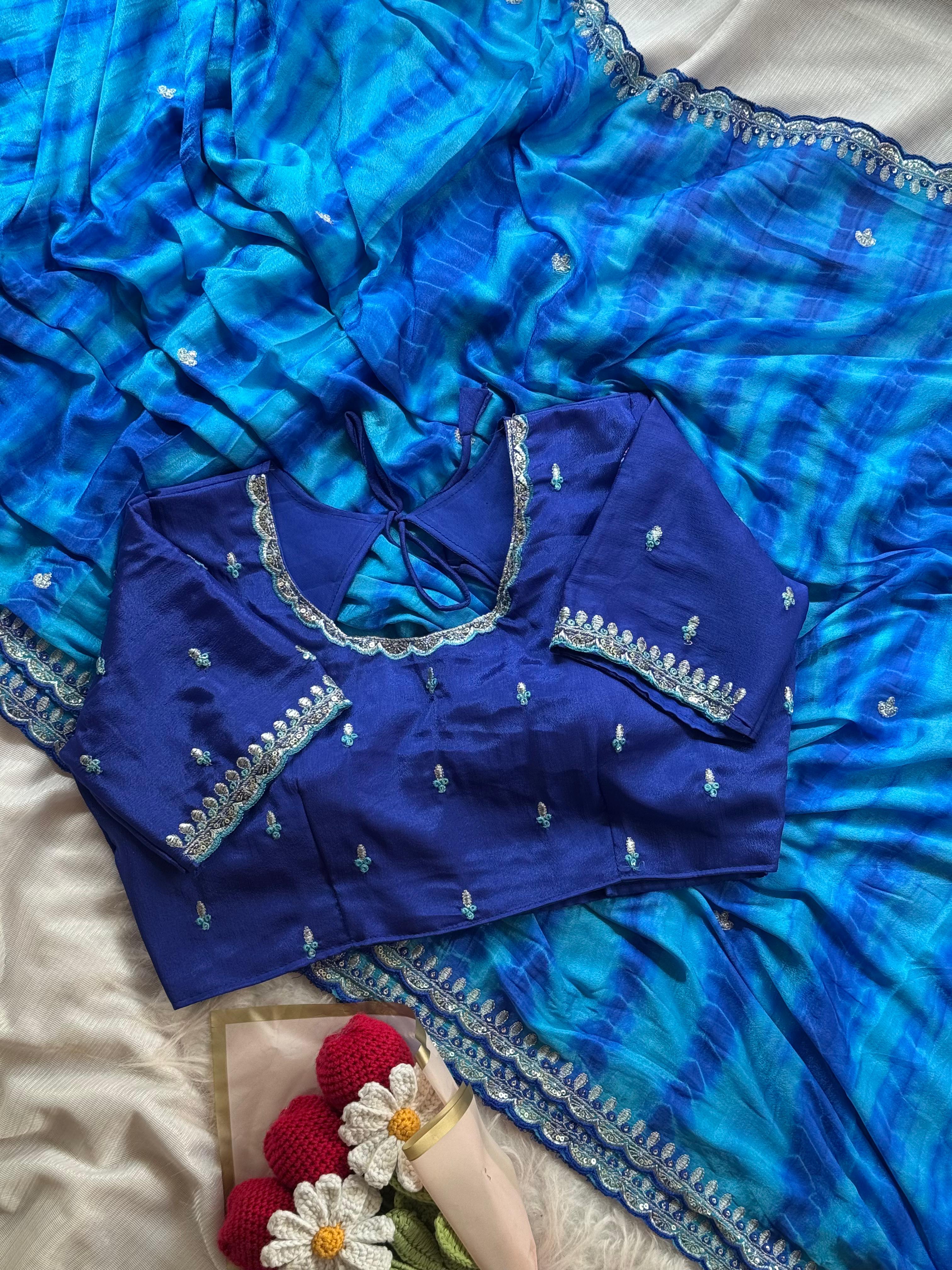Soft chinnon shibori Tie & Die saree