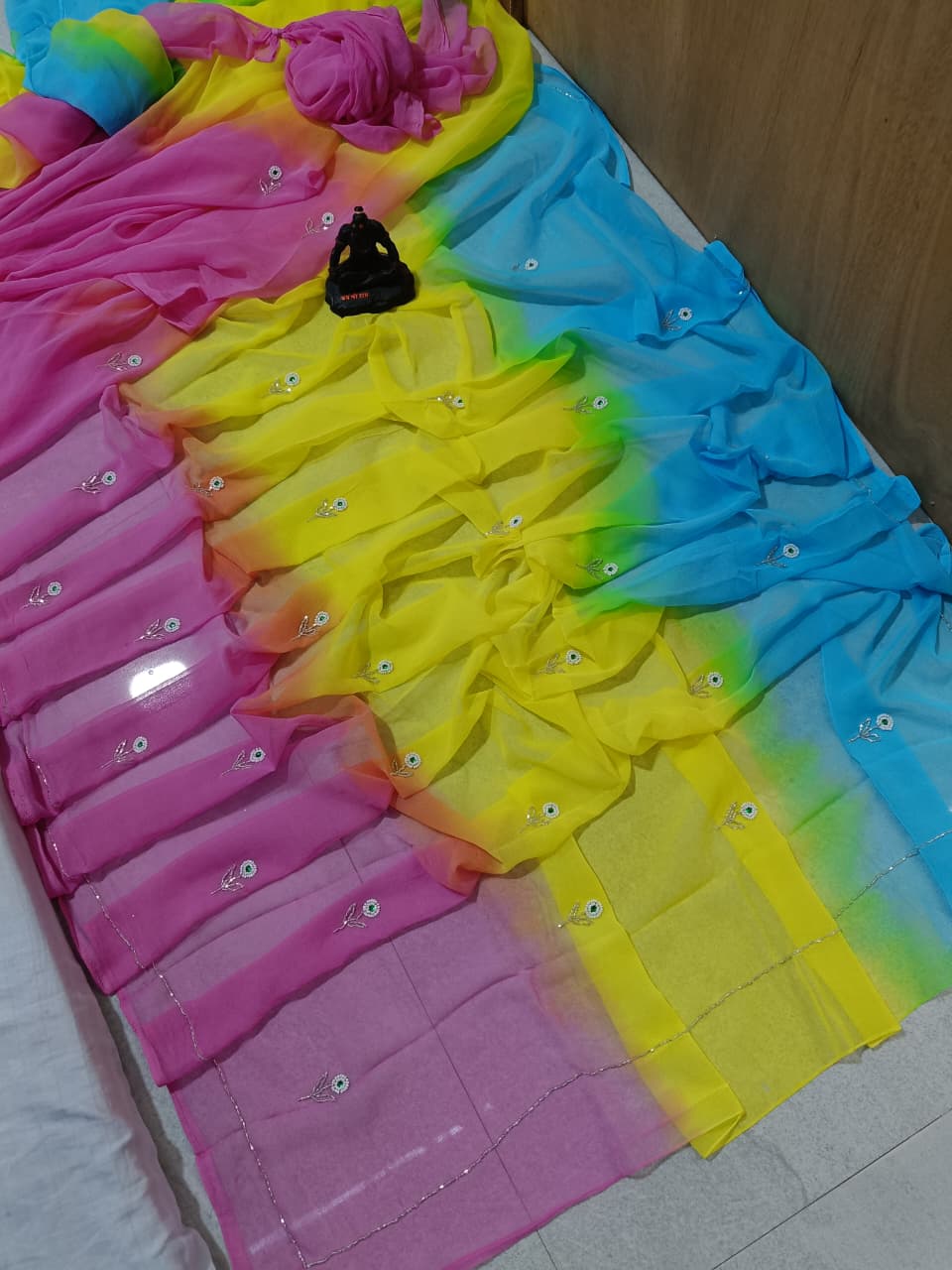 Multi shades half pure shiffon sarees