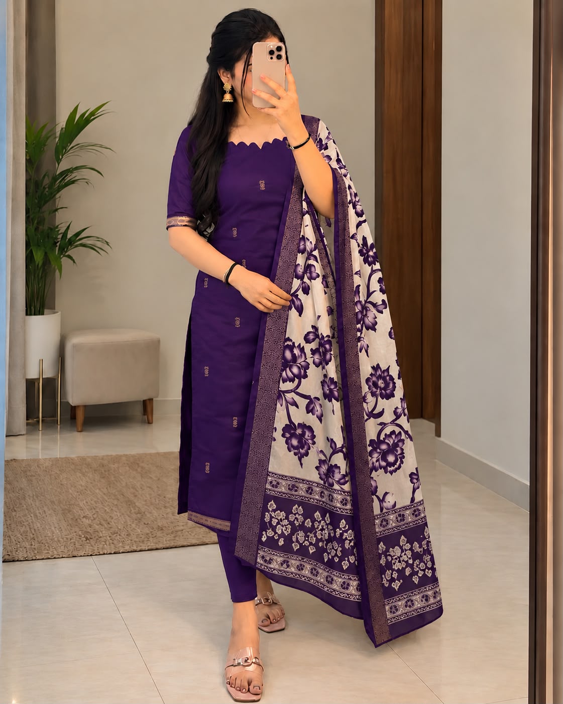 Mangalagiri butta silk cotton Top with Duppatta ✨