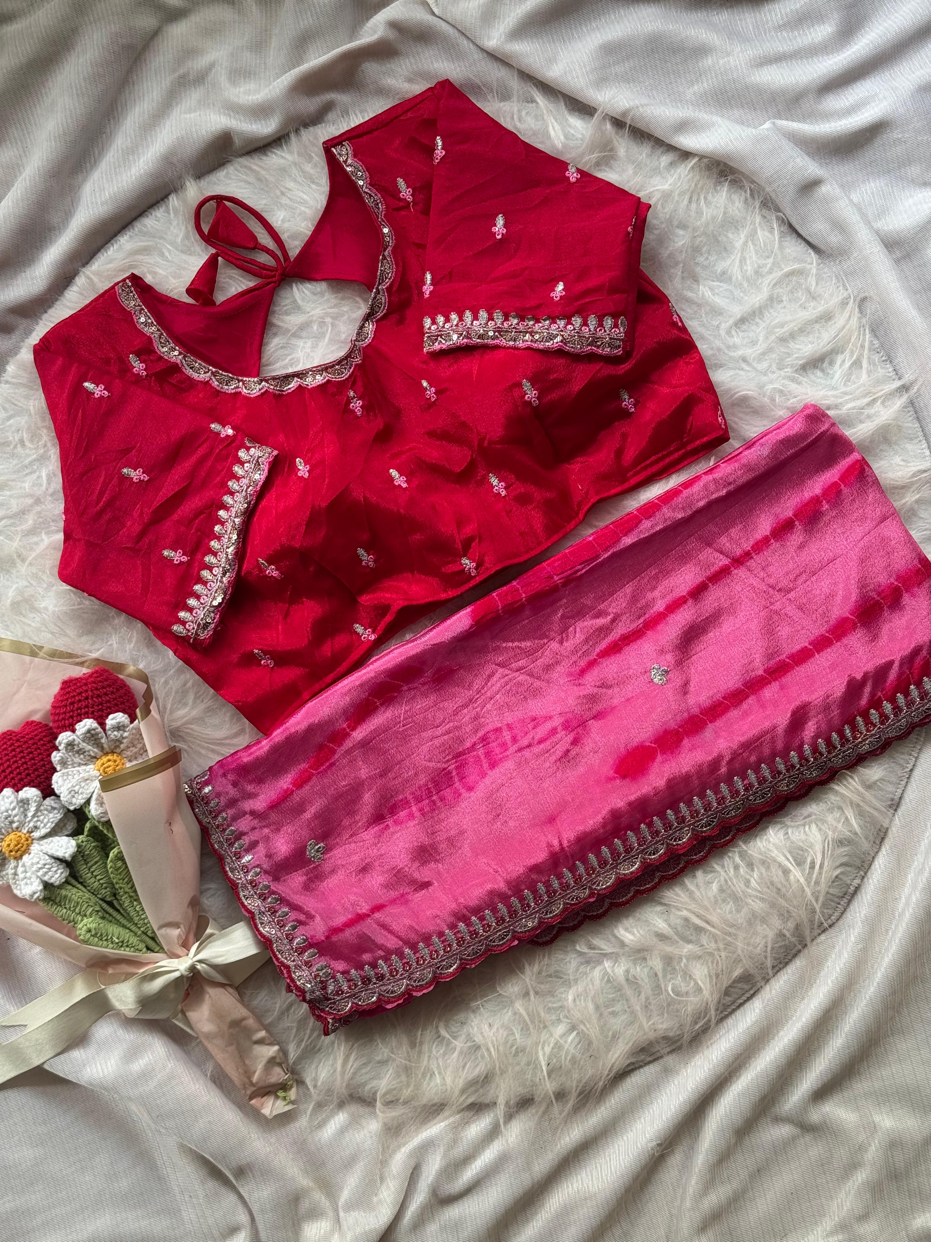 Soft chinnon shibori Tie & Die saree