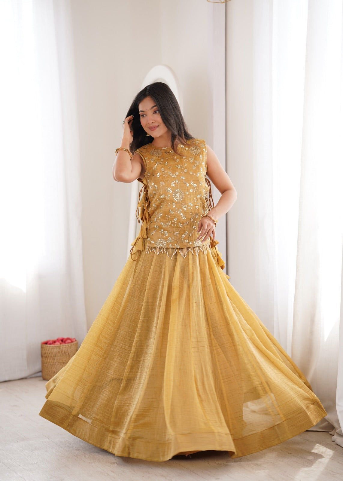 Designer crushed silk lehenga ✨