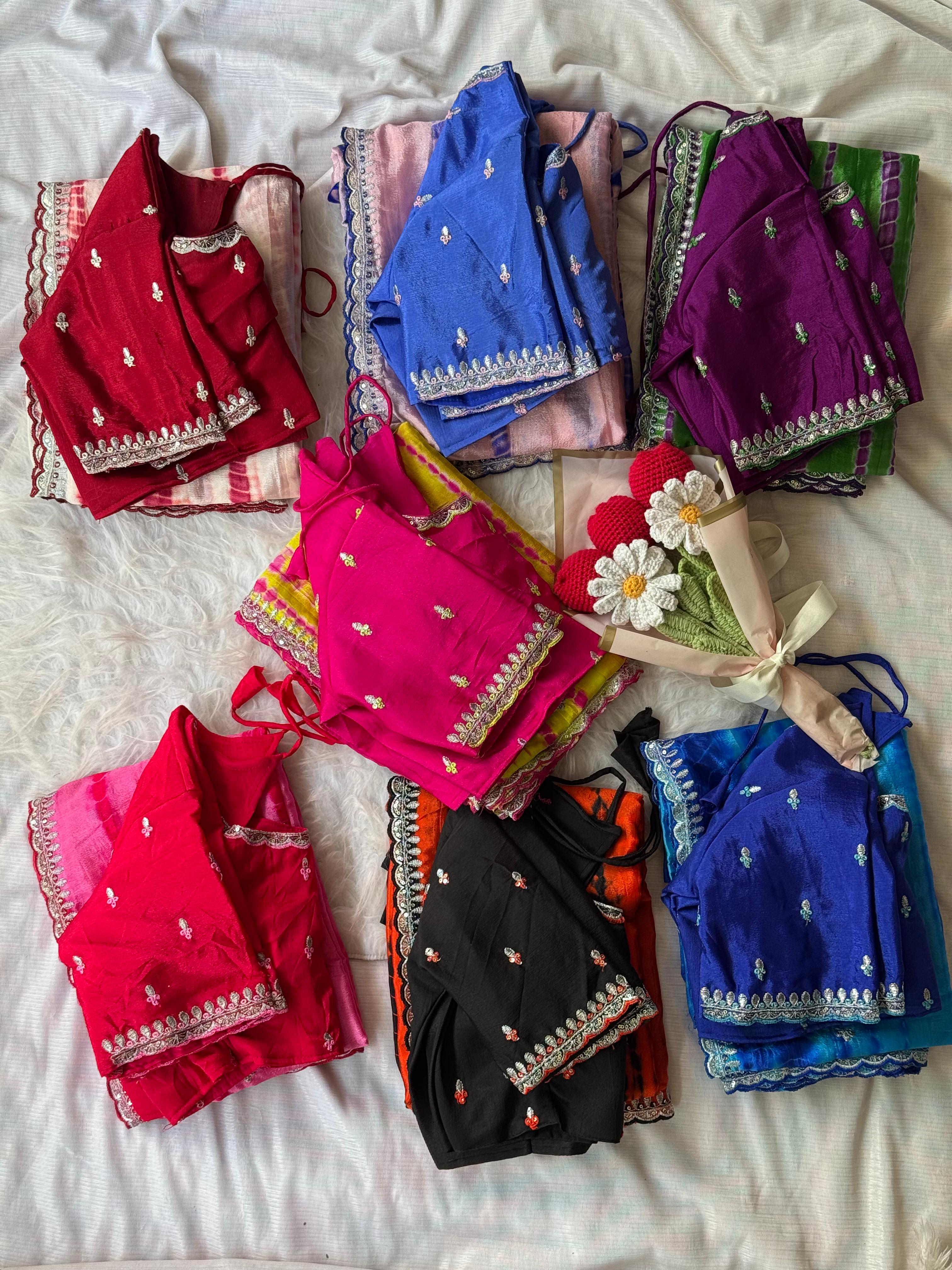 Soft chinnon shibori Tie & Die saree