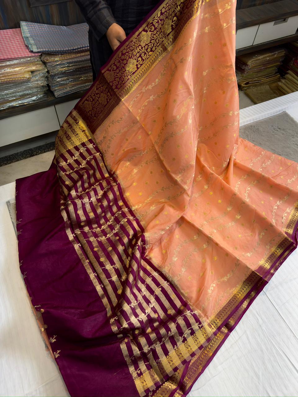Benaresi dyble dupion soft silk saree