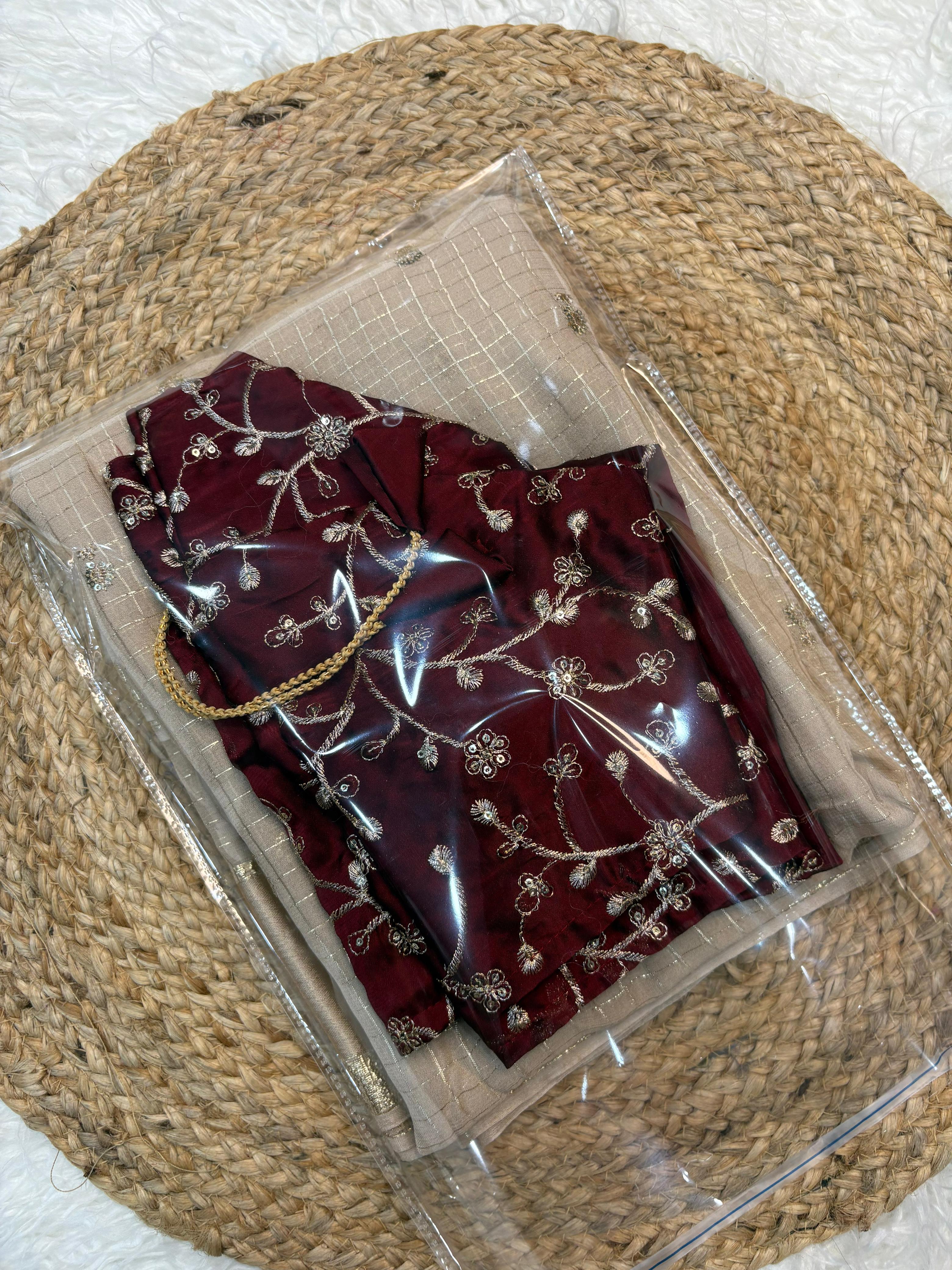 Check viscose sequence buties saree