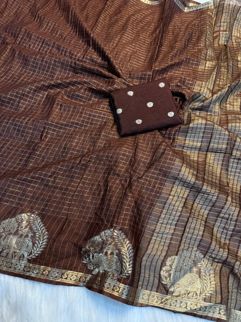 Viscose georgette chex weaving saree