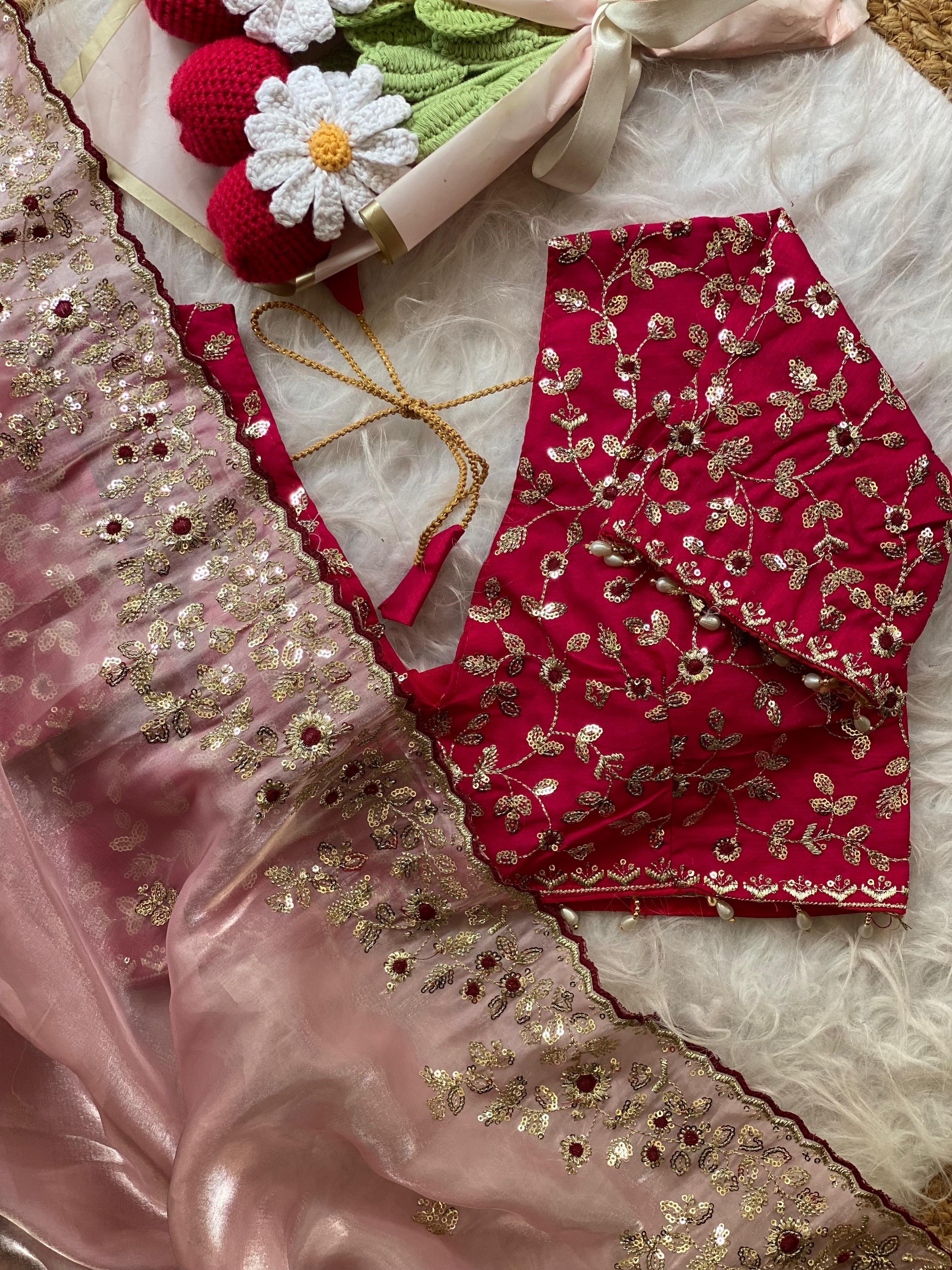 Moni silk designer saree with stitched blouse