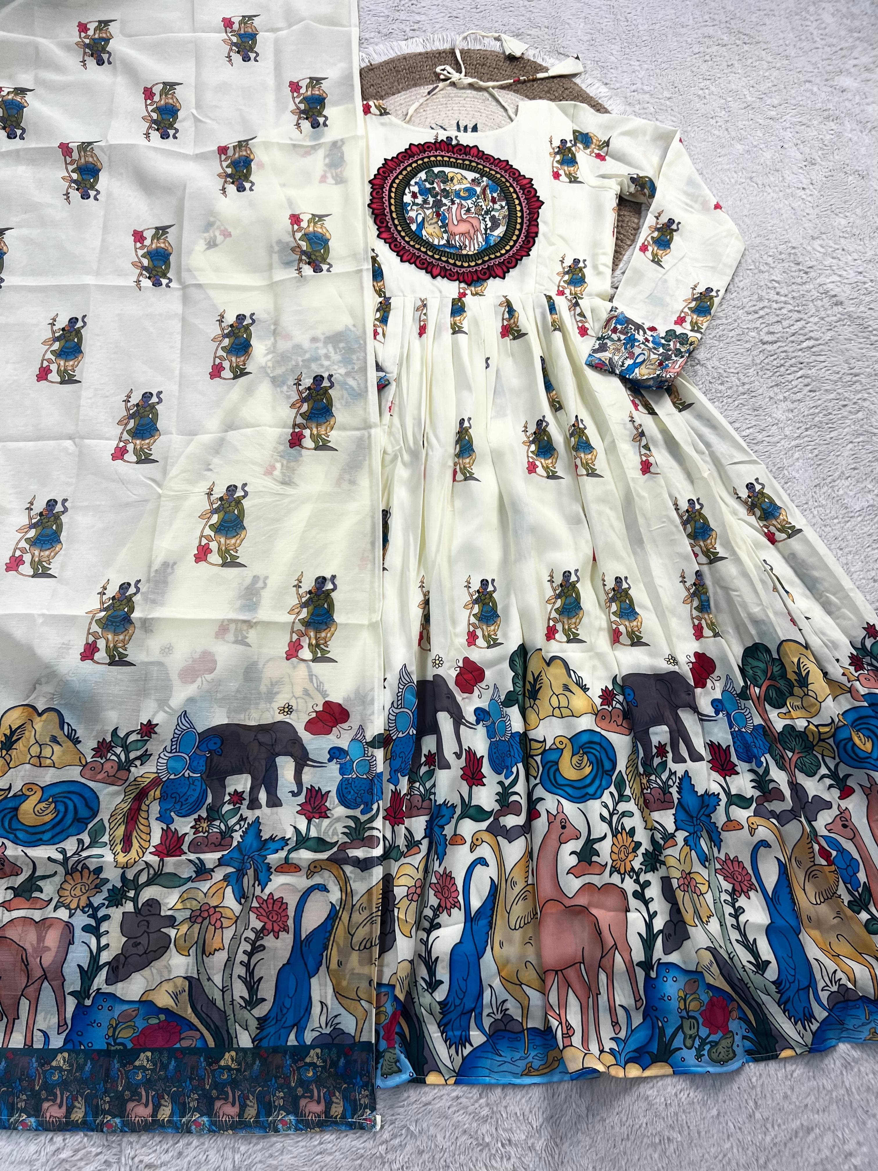Klamkamkari inspired design gown with duppata