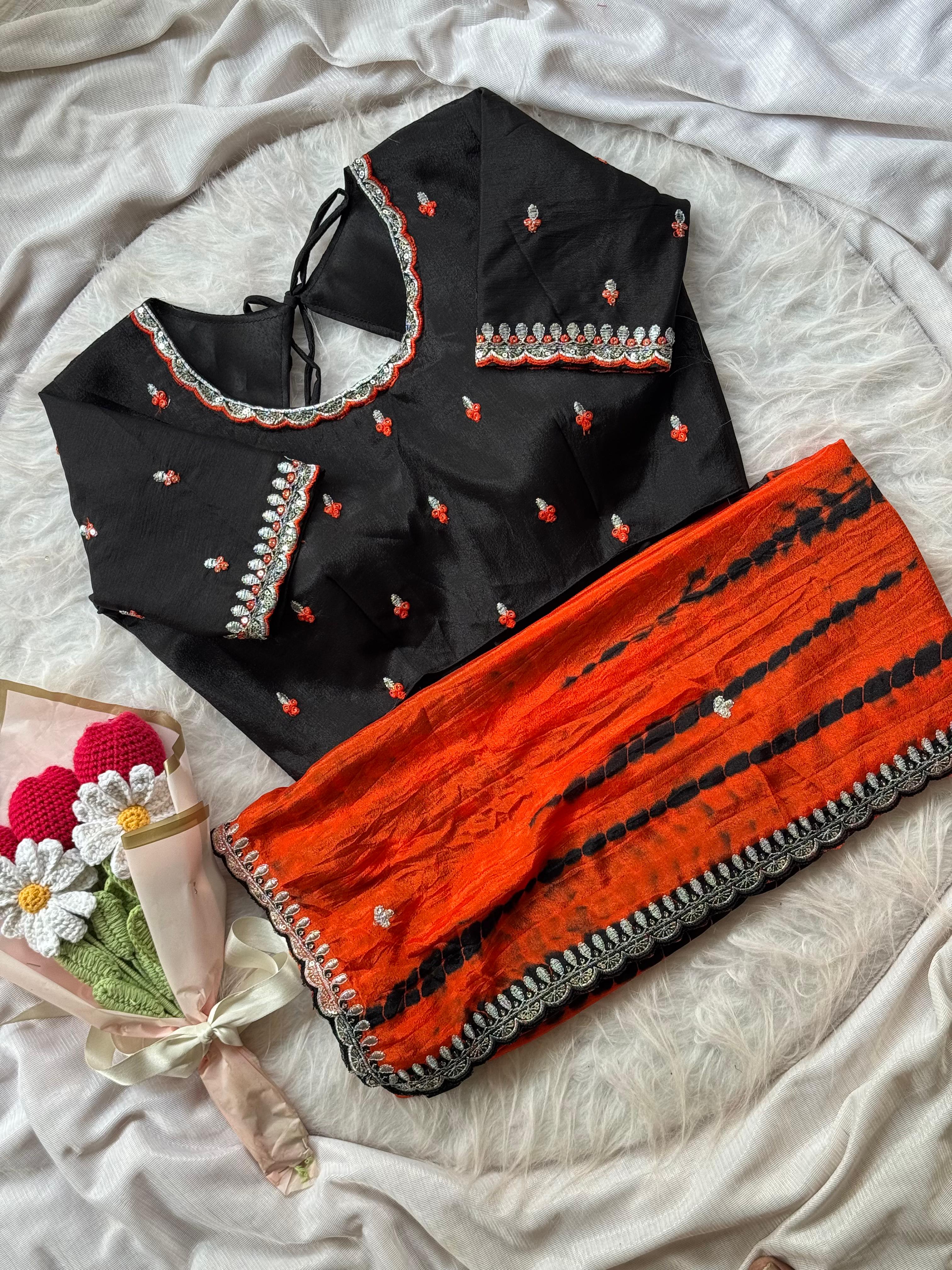 Soft chinnon shibori Tie & Die saree
