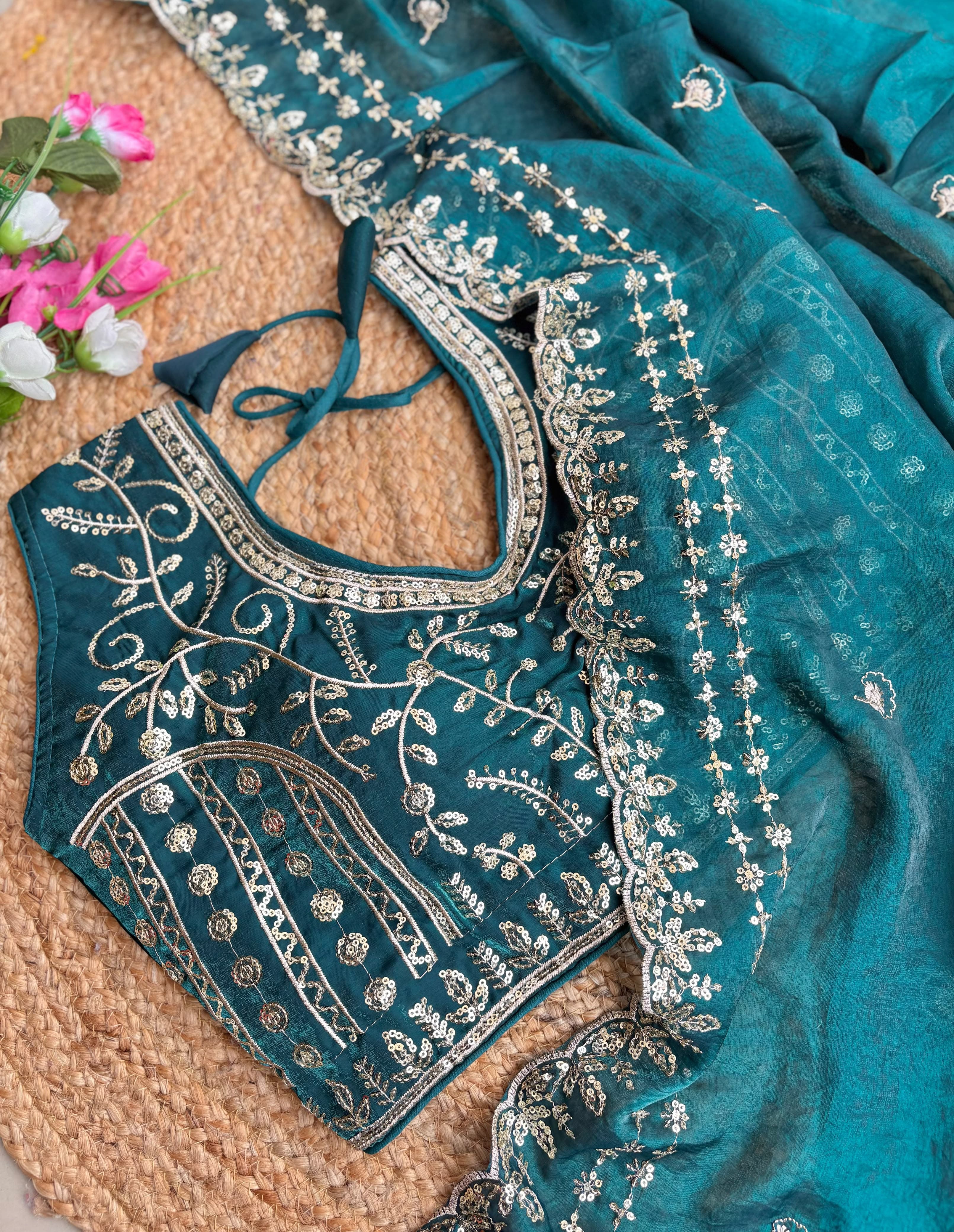 Fendy sattin designer saree ✨