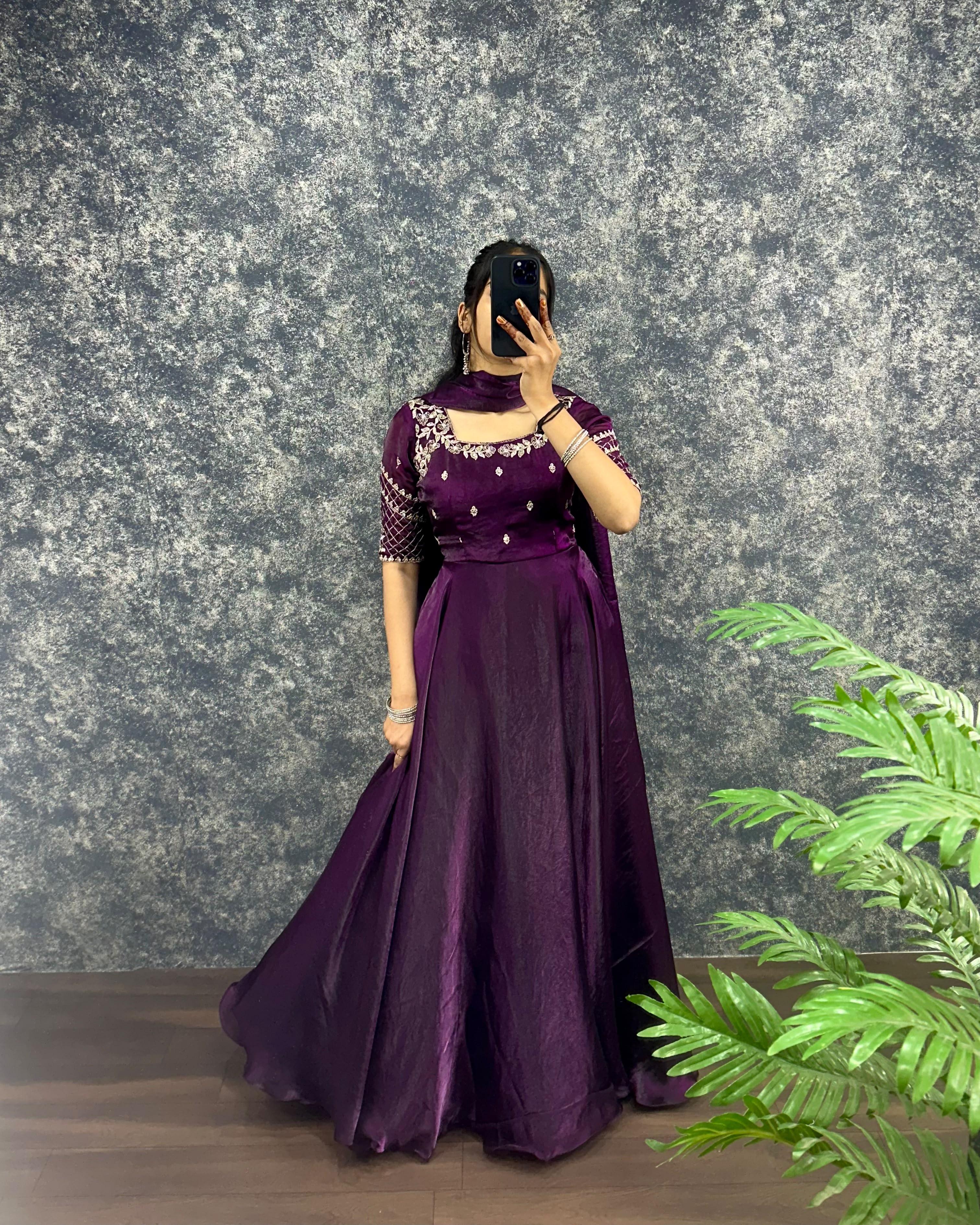 Sequence of gown with dupatta