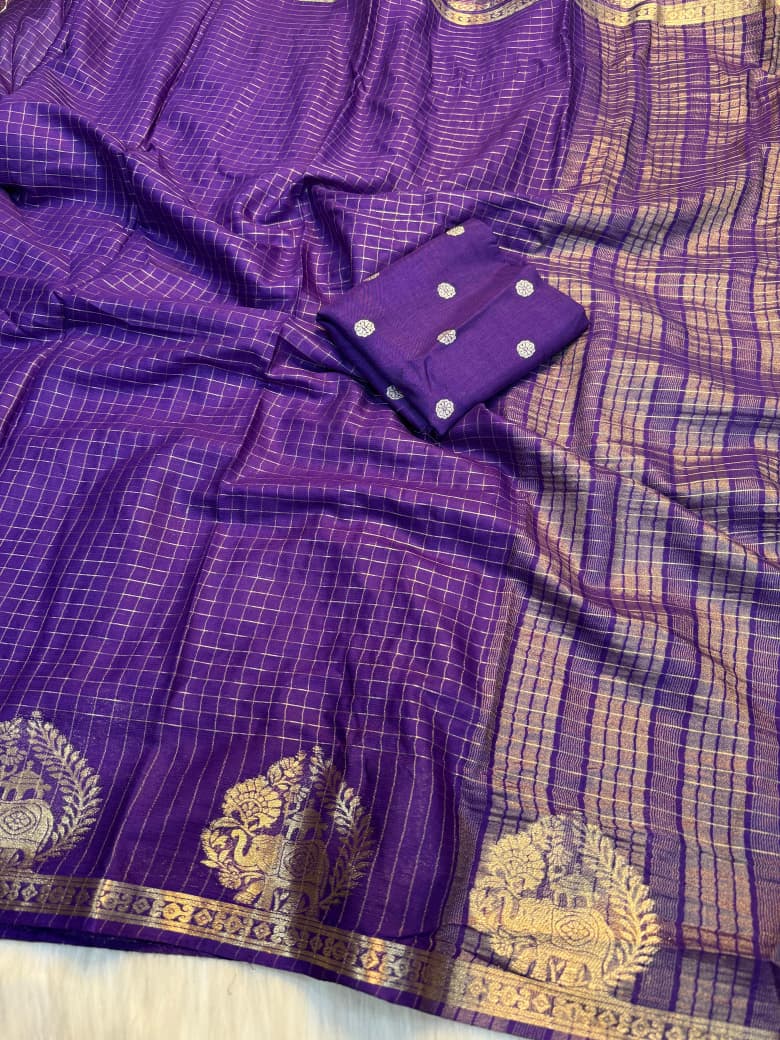 Viscose georgette chex weaving saree