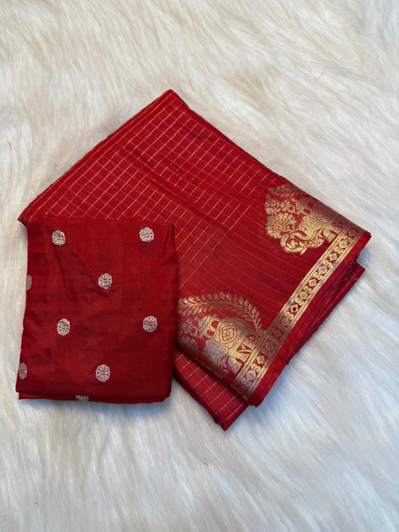 Viscose georgette chex weaving saree