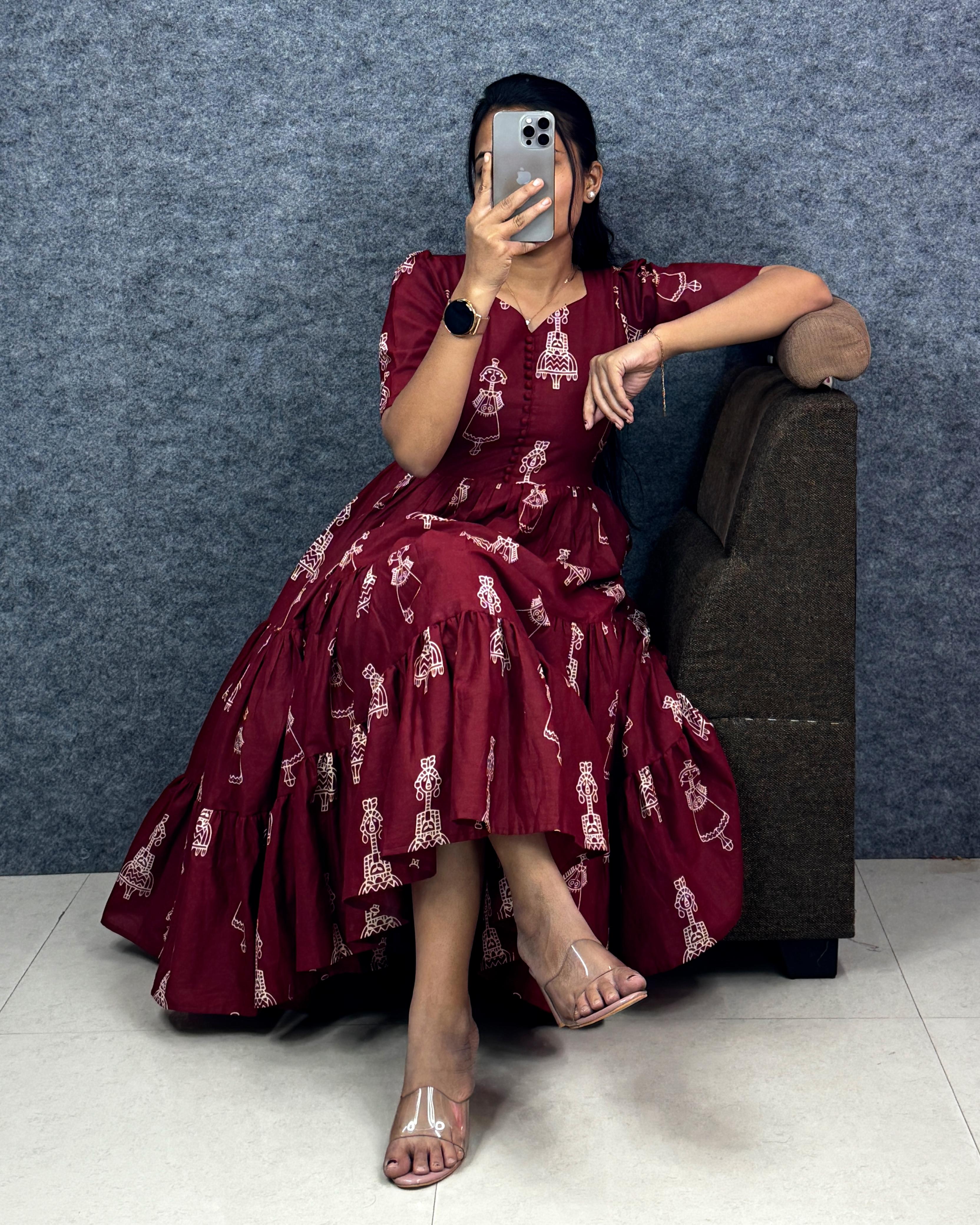 Warli printed doll maxi gowns