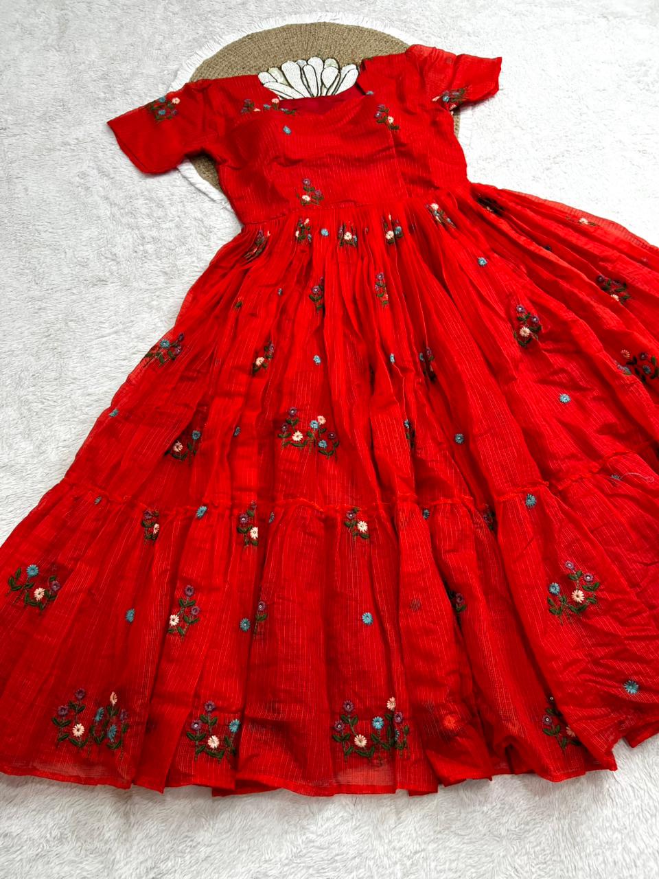 Kota checks embroidery gowns