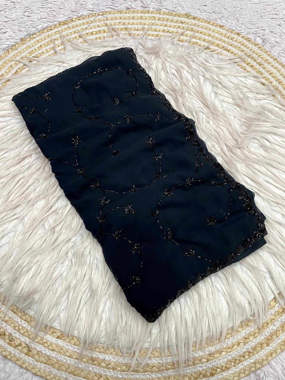 New design black designer saree