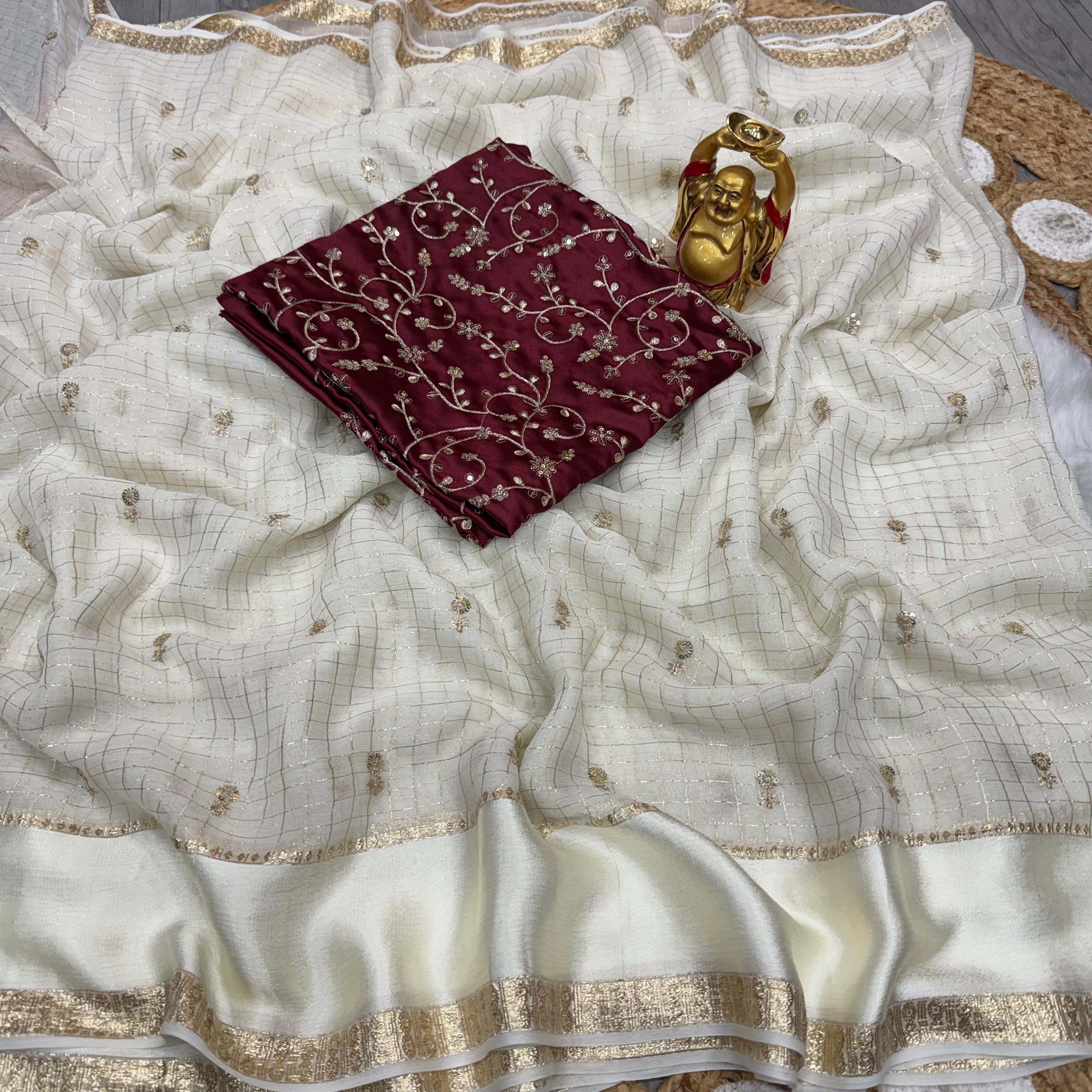 pure viscos sarees with work blouse