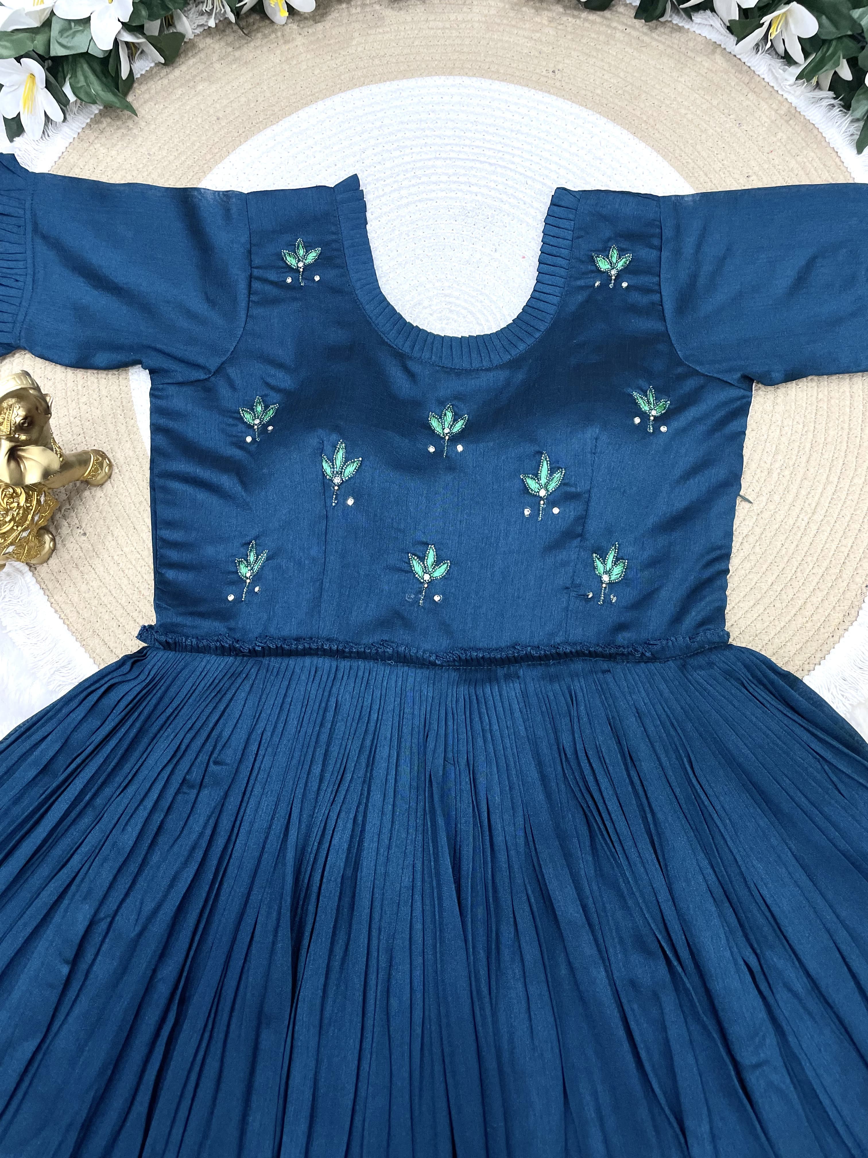 Vichitra silk maggam gown