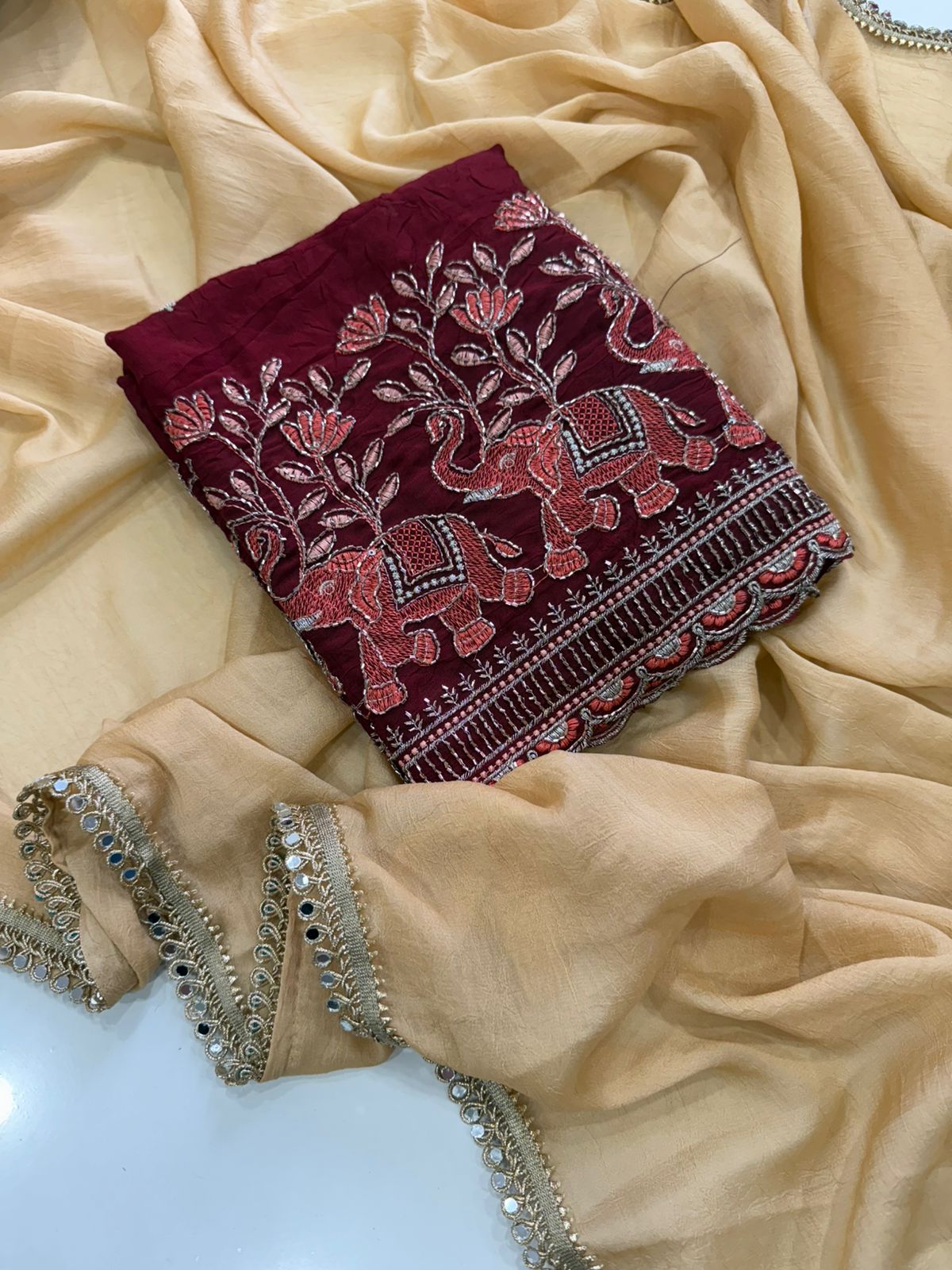 Rangoli crush saree