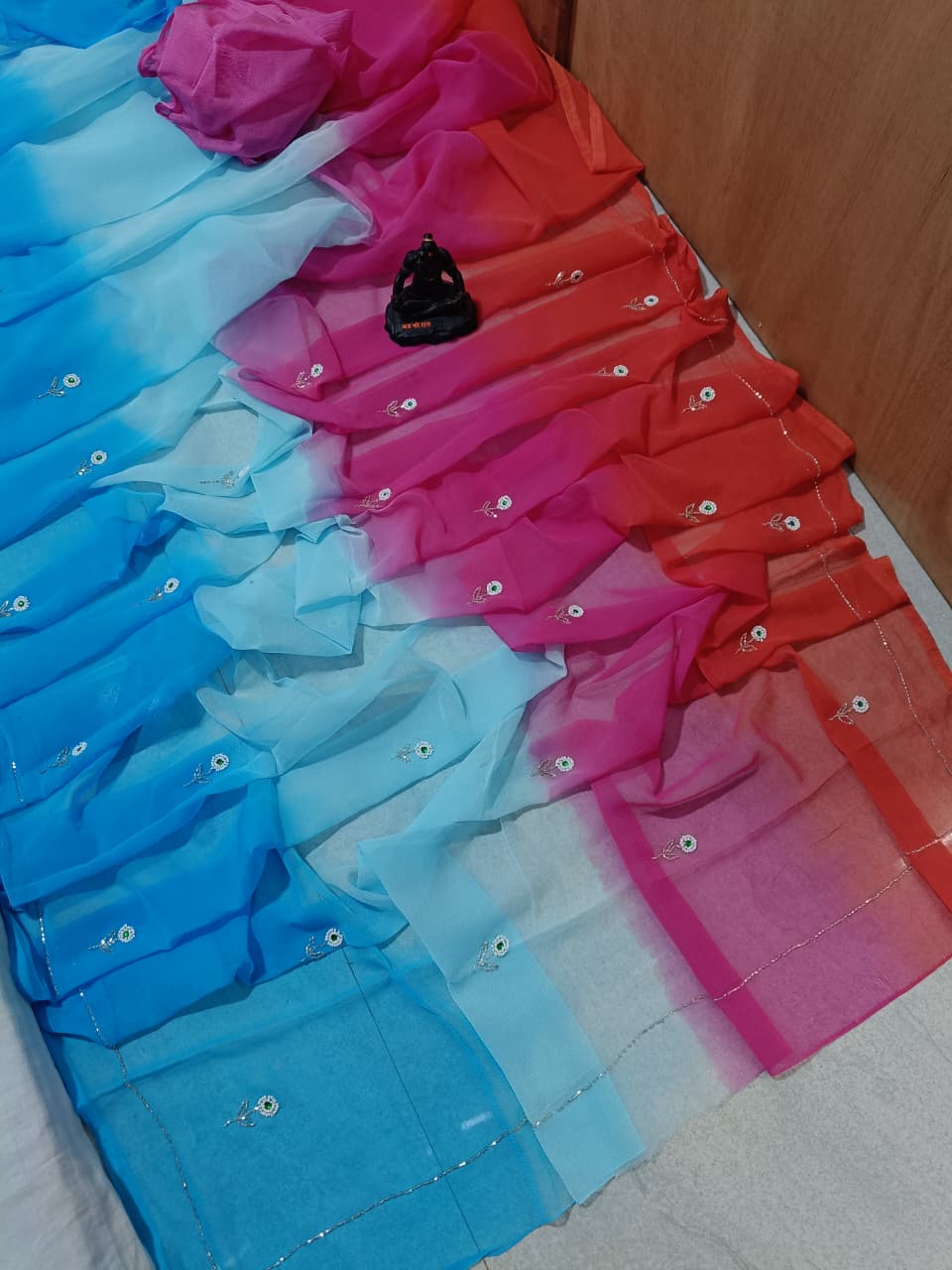 Multi shades half pure shiffon sarees