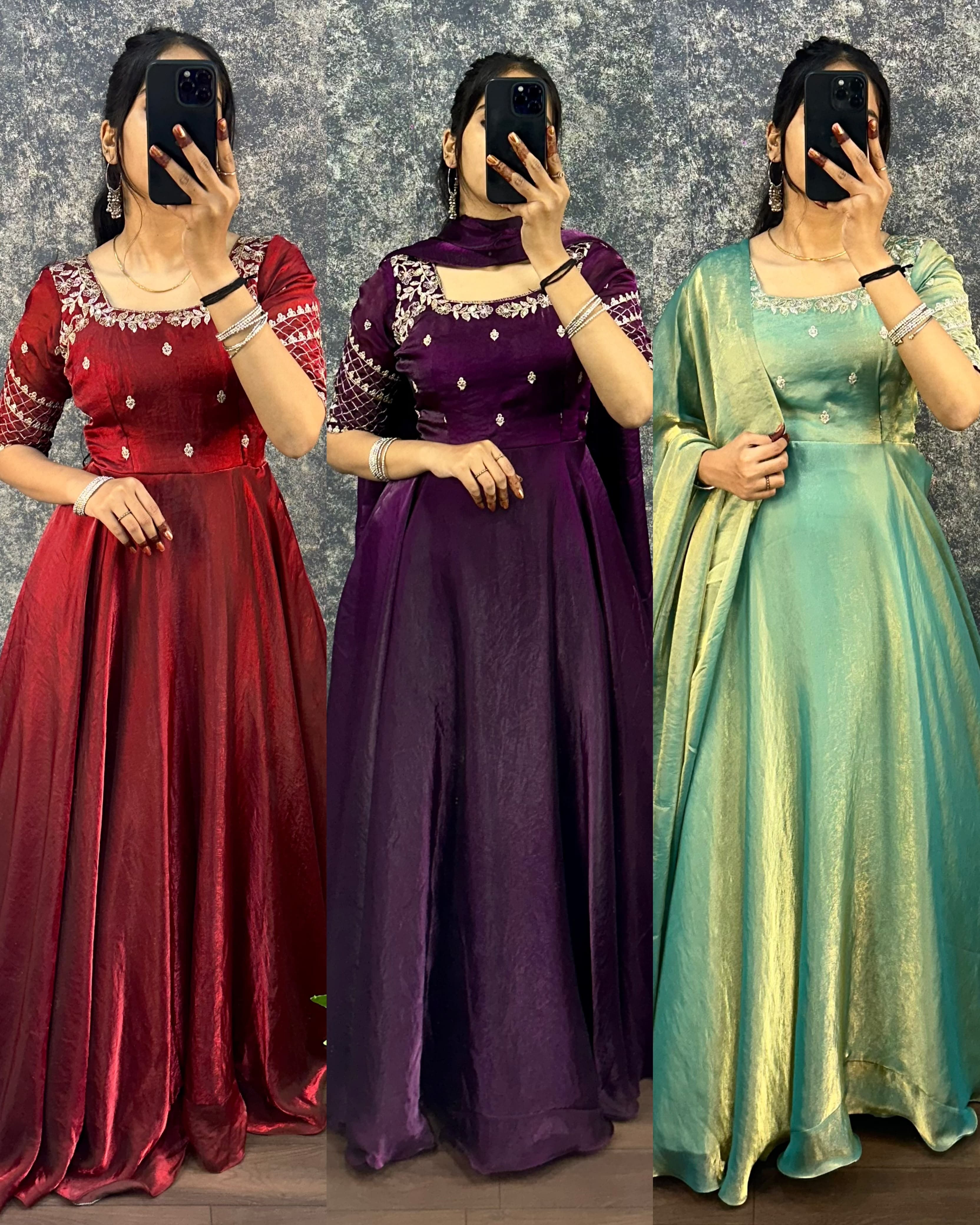 Sequence of gown with dupatta