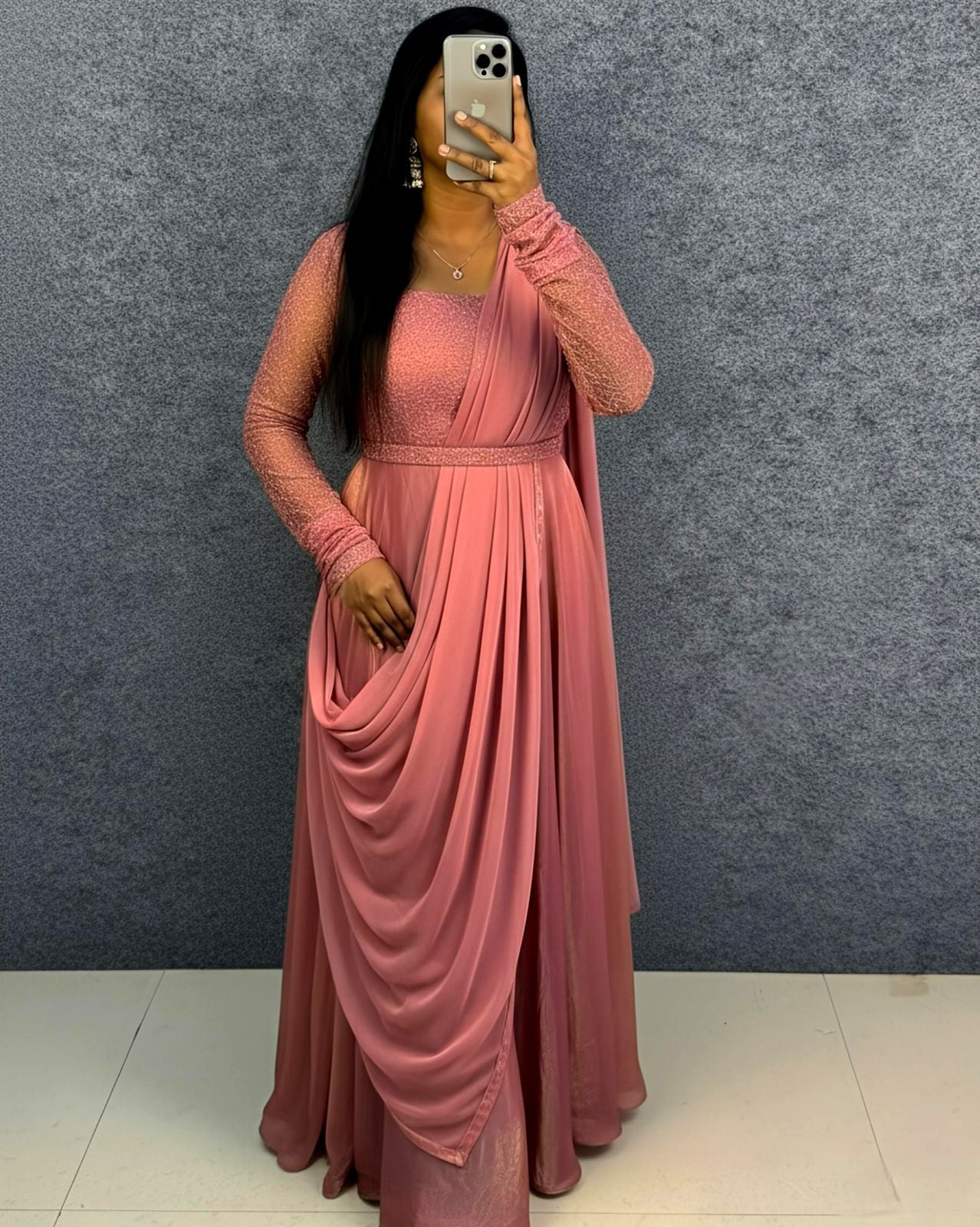 Party wear draping style gown outfit