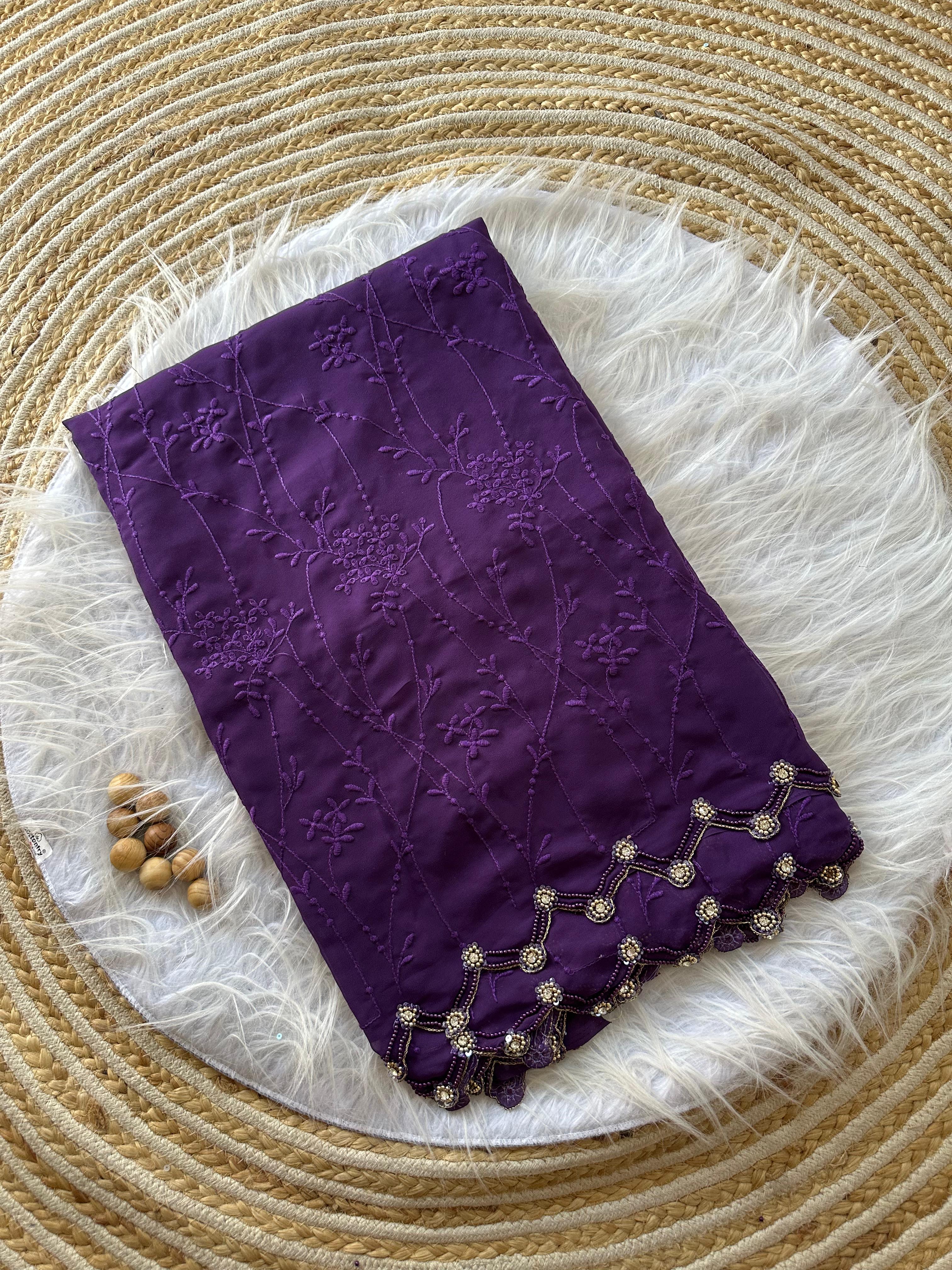Pearl border georgette embroidery designer saree