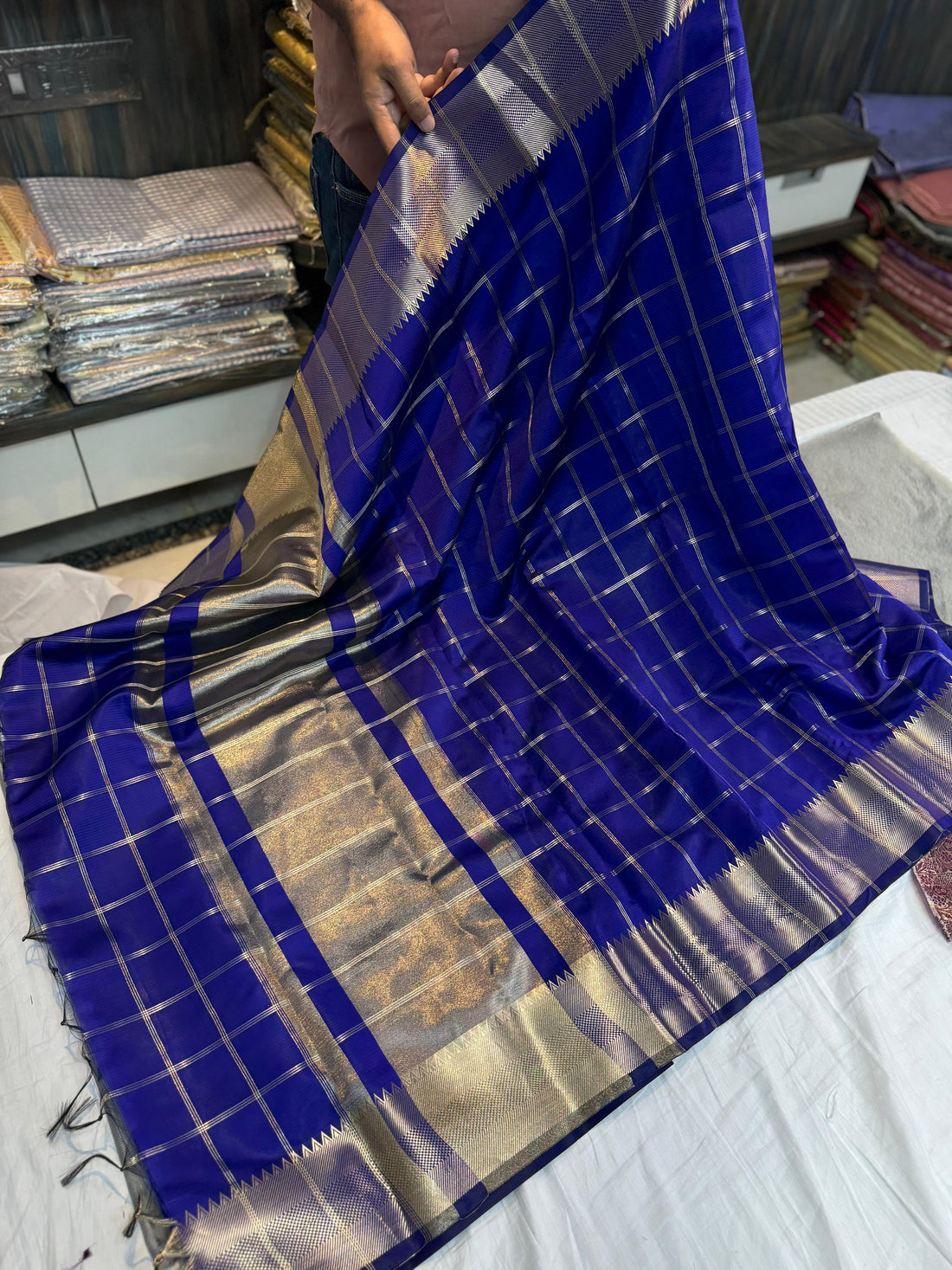 Benaresi soft silk fancy vintage checks saree