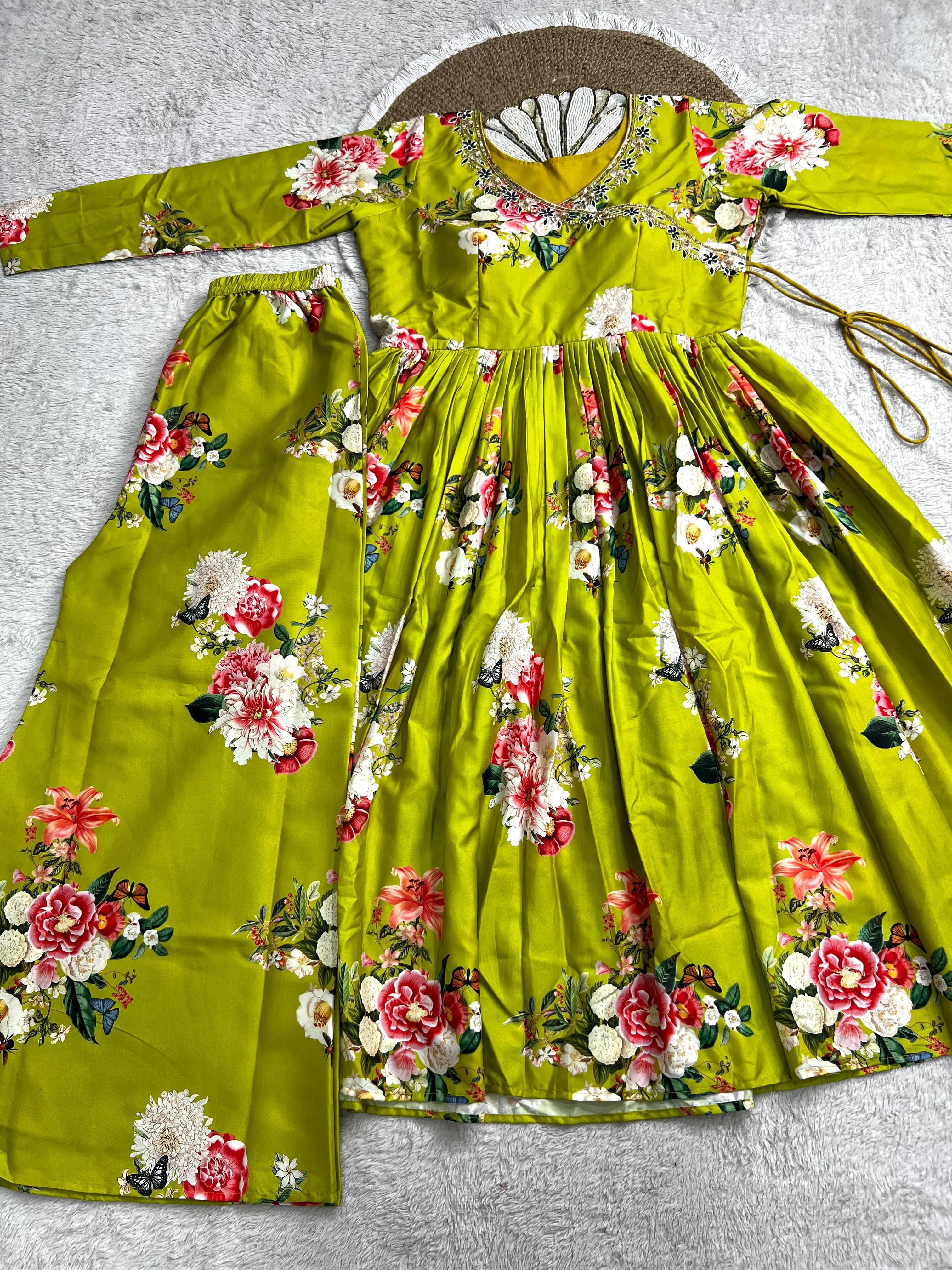 Aditi Rao Celebrity Inspired Floral Kurta Palazzo Set