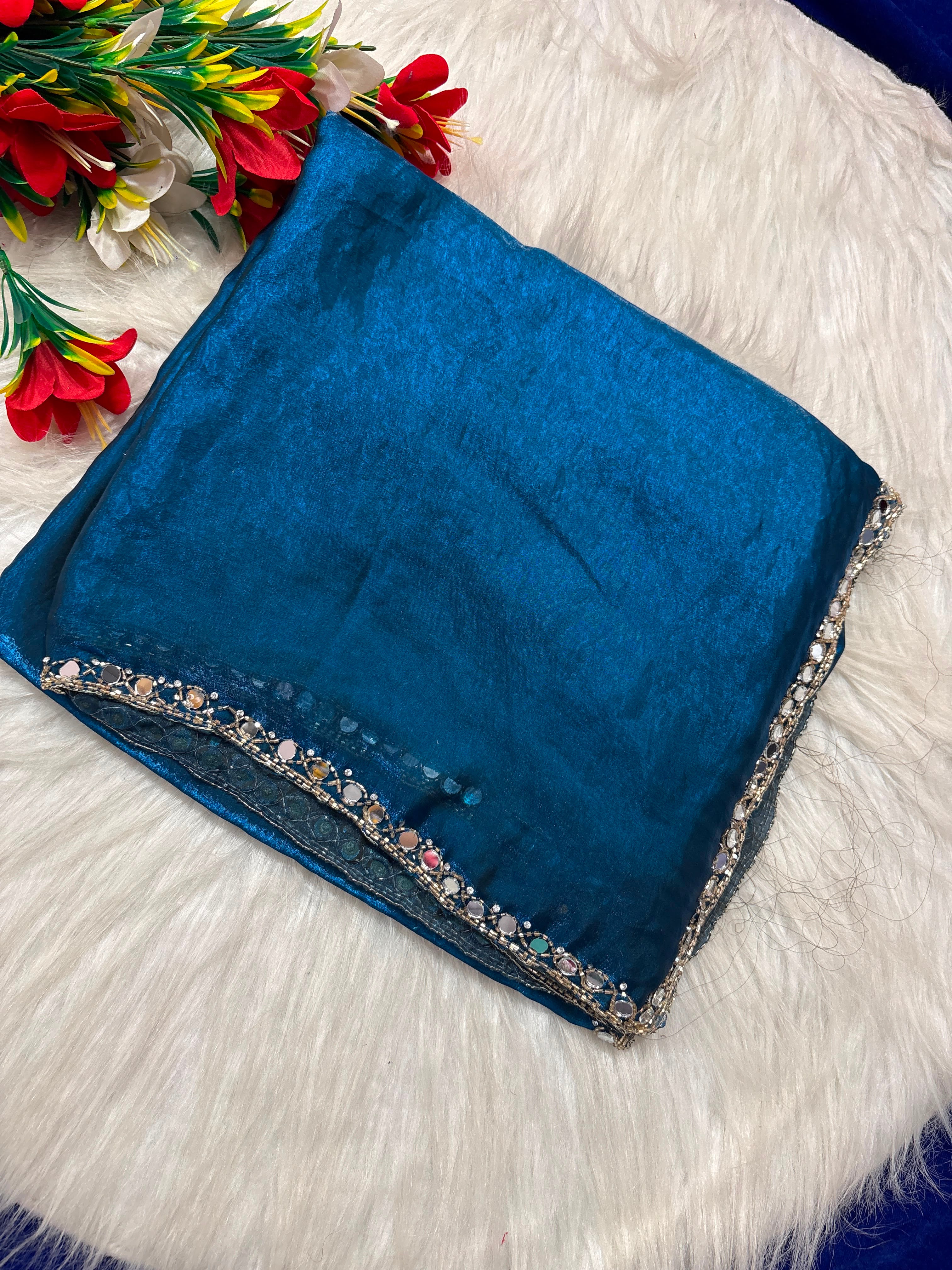 Neela mirror work sarees ✨