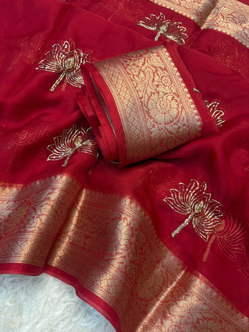 Kanchipuram organza tissue lotus 🪷 work saree ✨