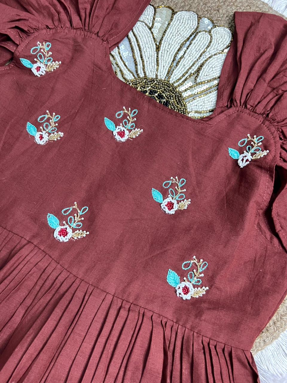 Mull cotton maggam work gown