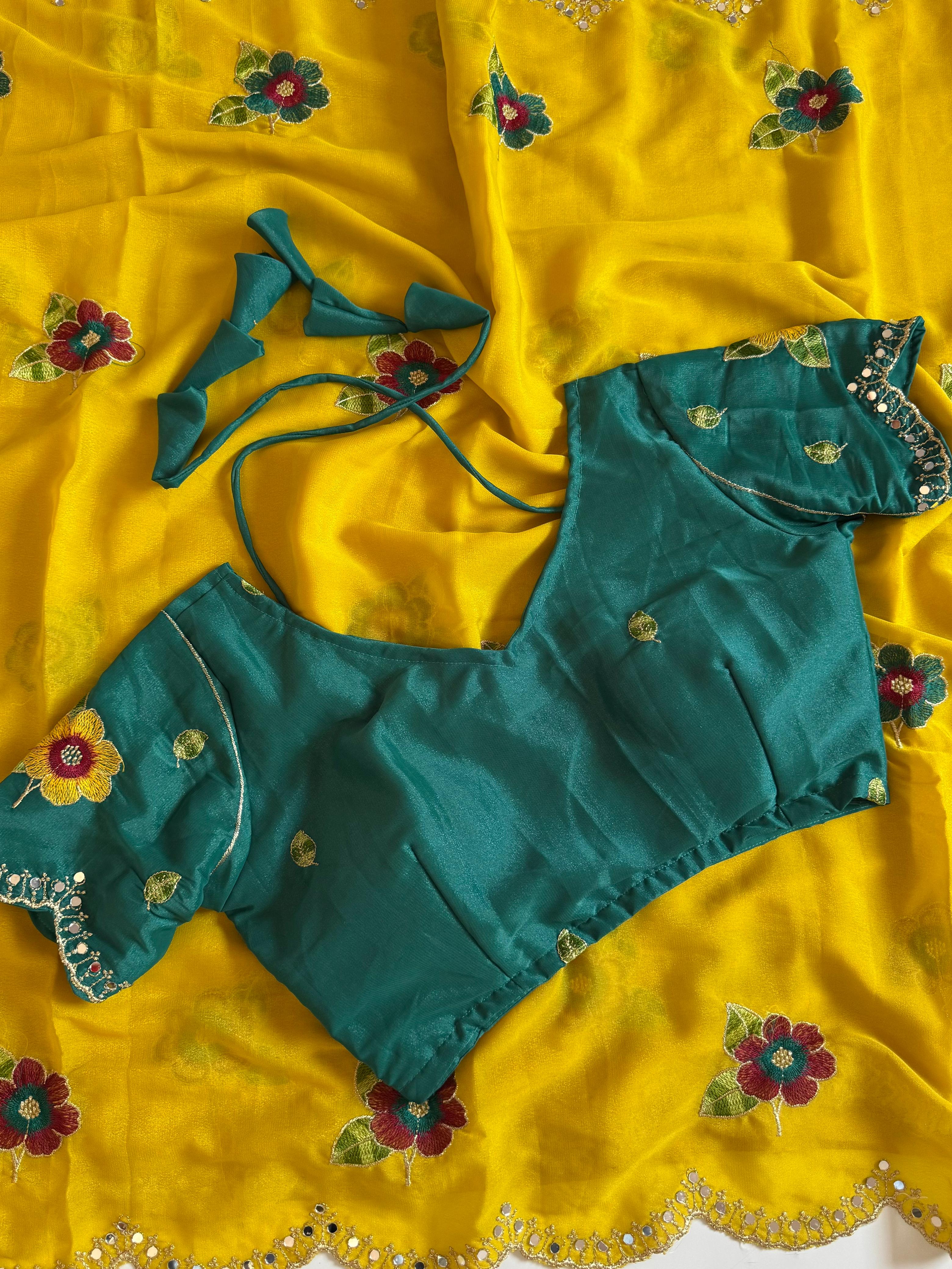 Soft rangoli silk flower 🌺 embroidery saree