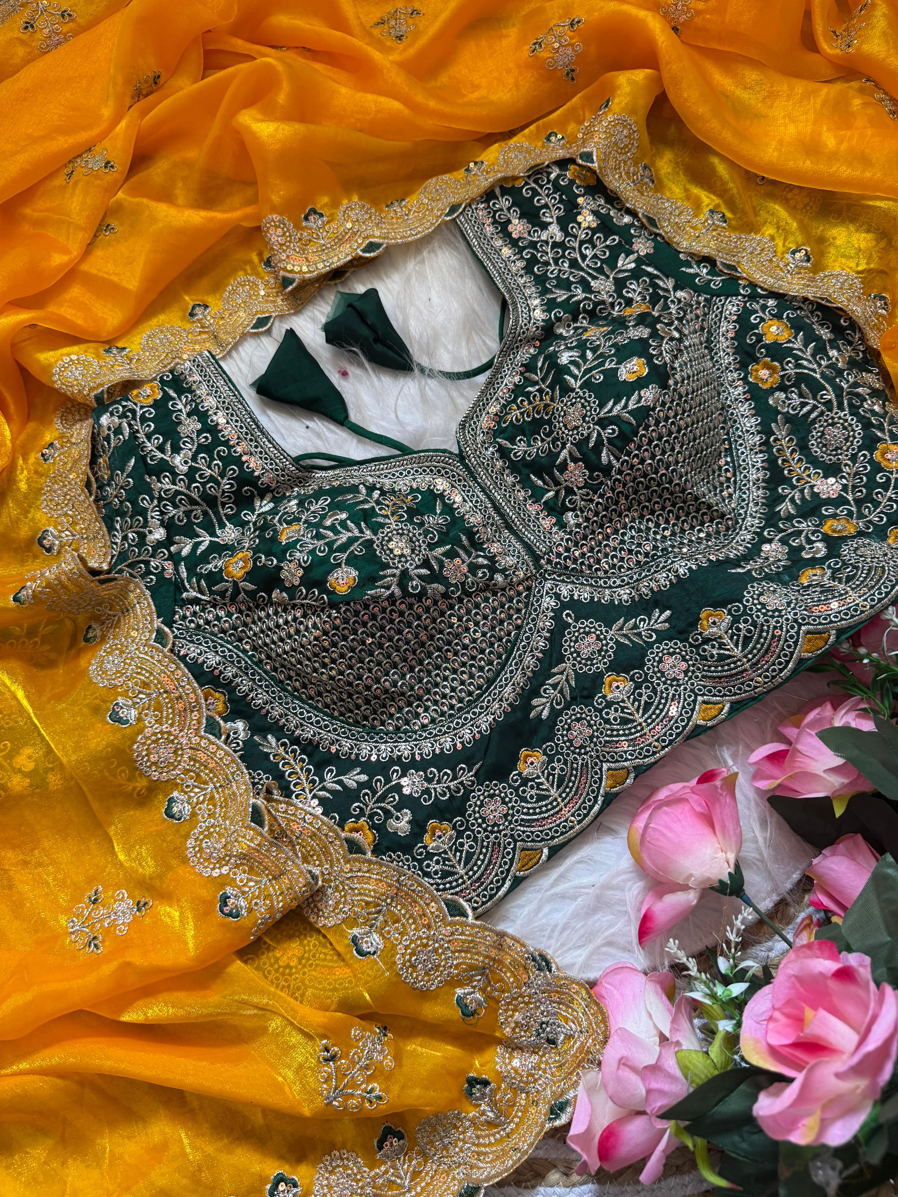 Space silk heavy designer saree